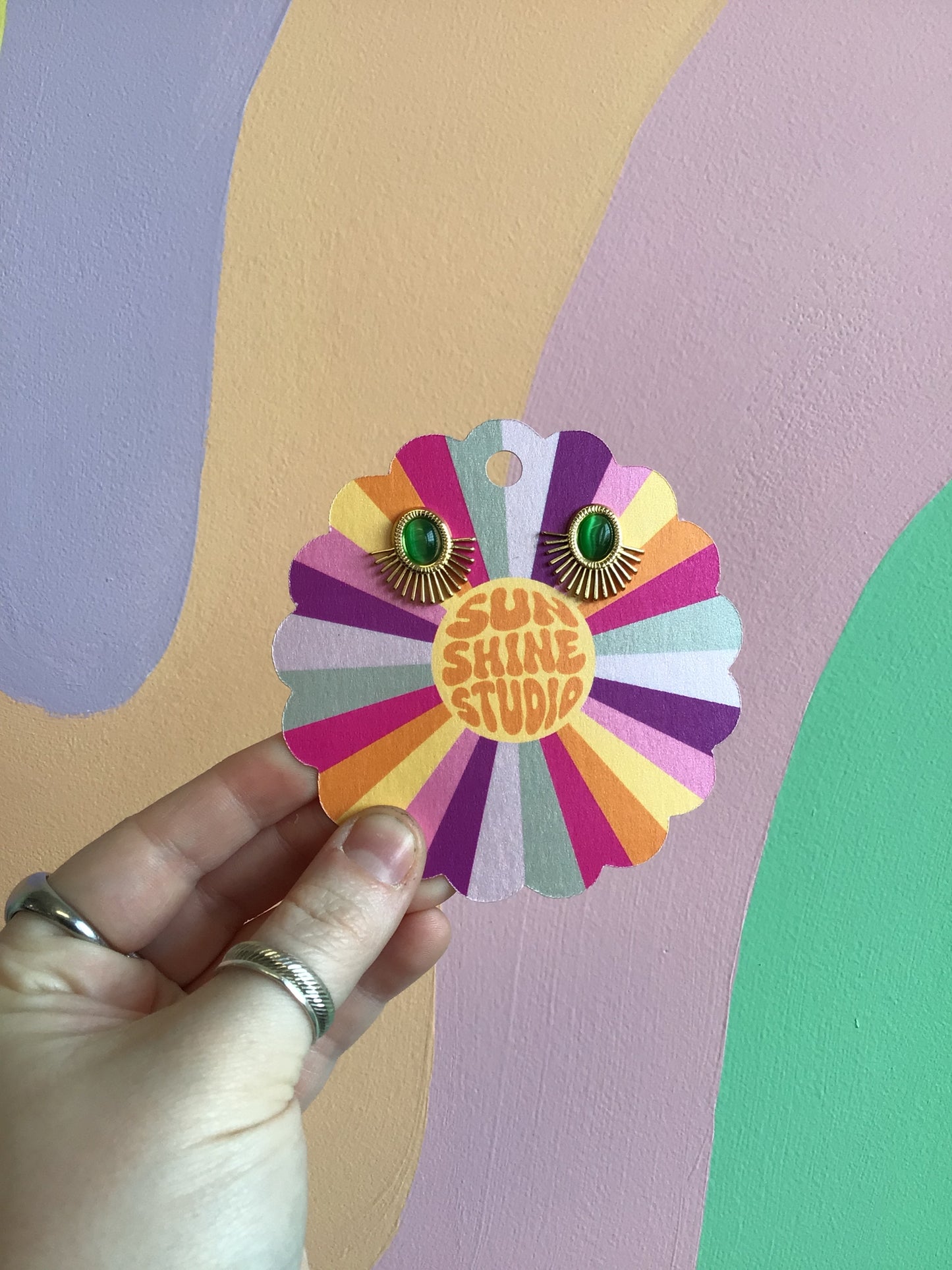 Emerald Rays Titanium Earrings