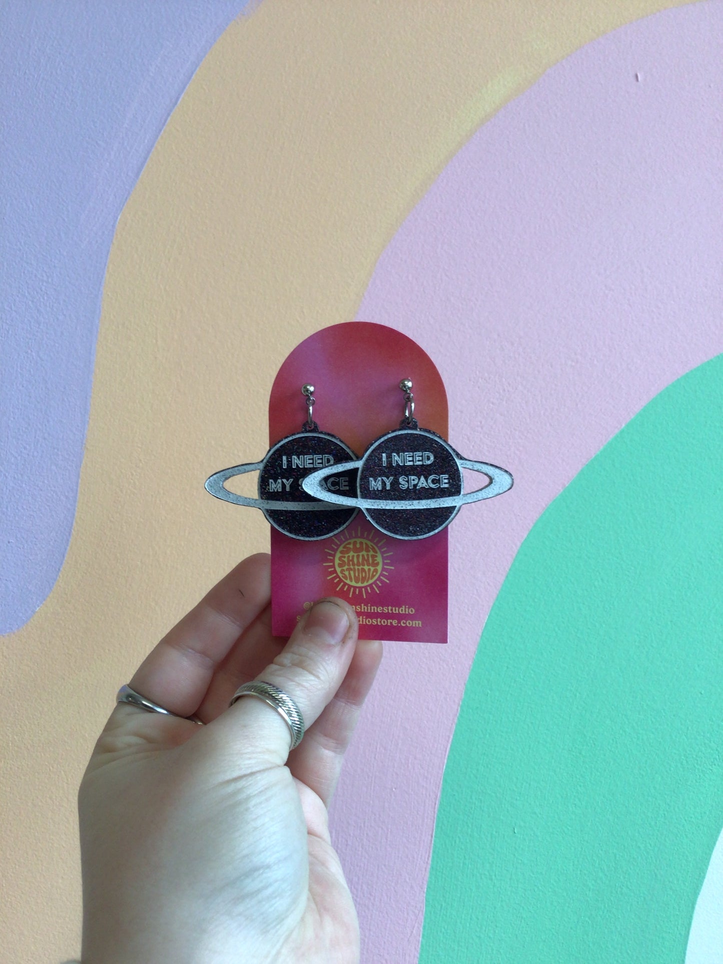 "I Need My Space" Painted Earrings