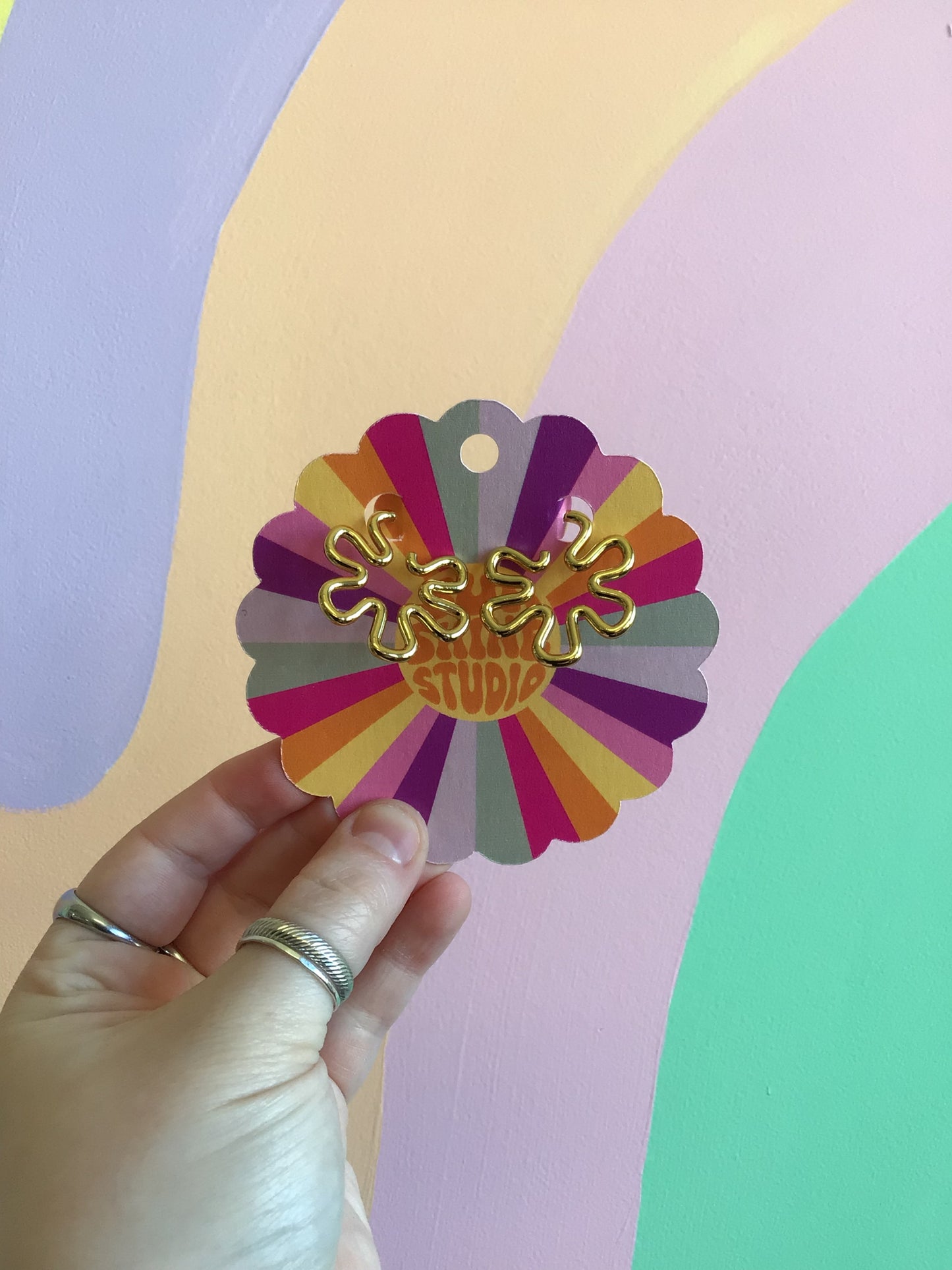 Squiggle Flower Titanium Hoops