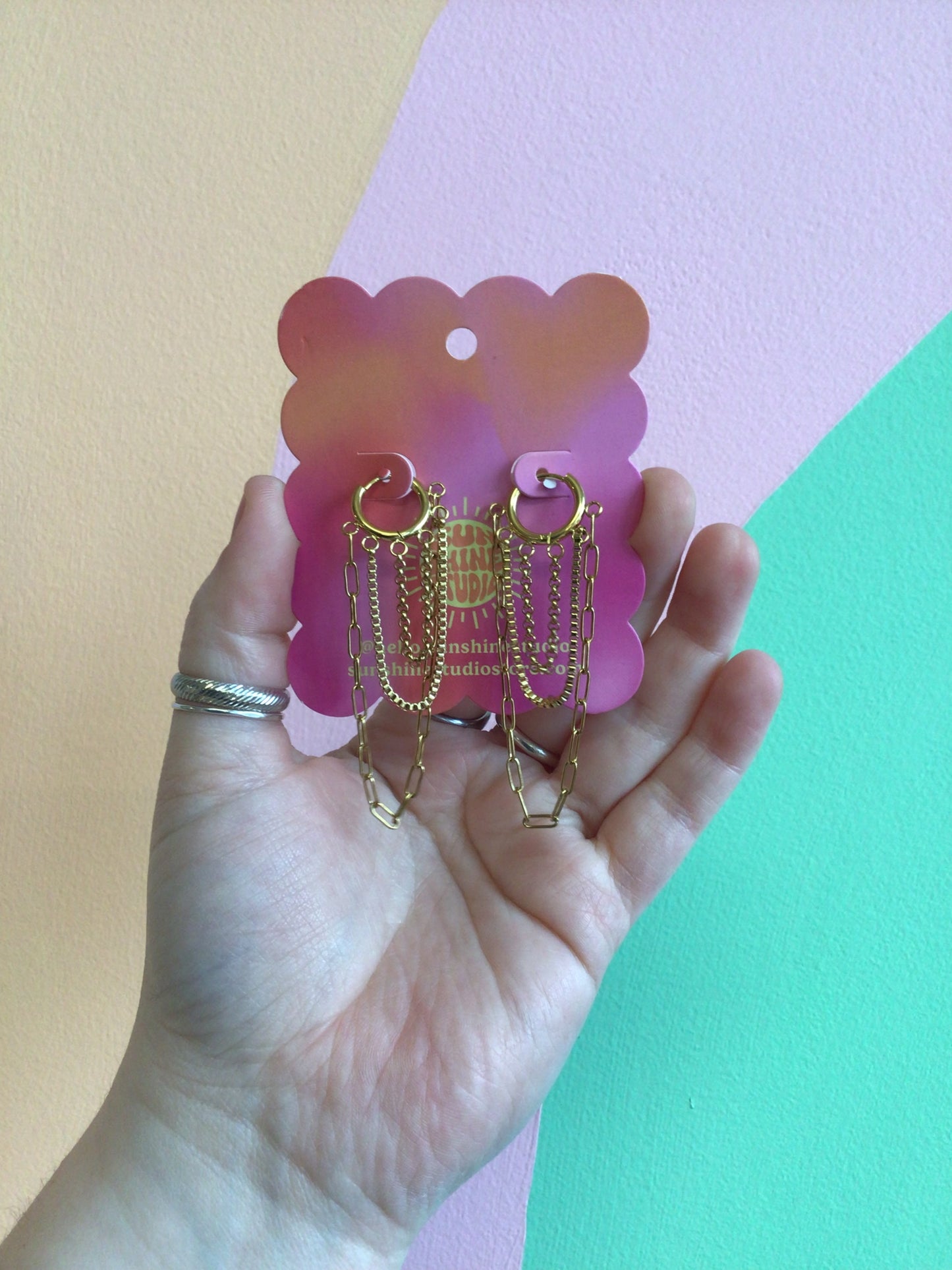 Chained Up Titanium Hoops