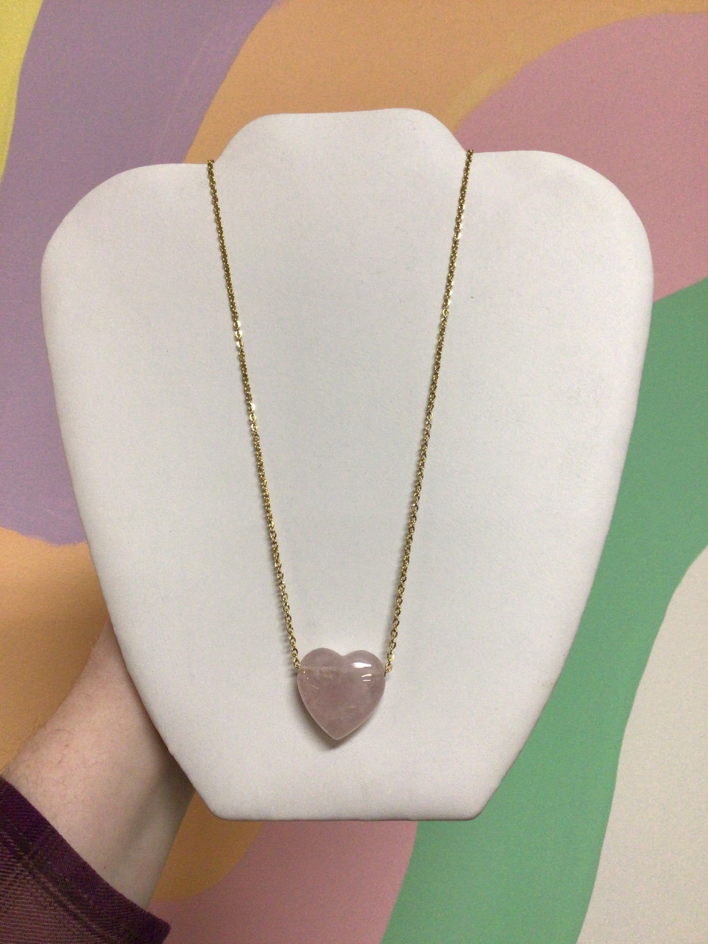 Stainless Steel Quartz Heart Necklace