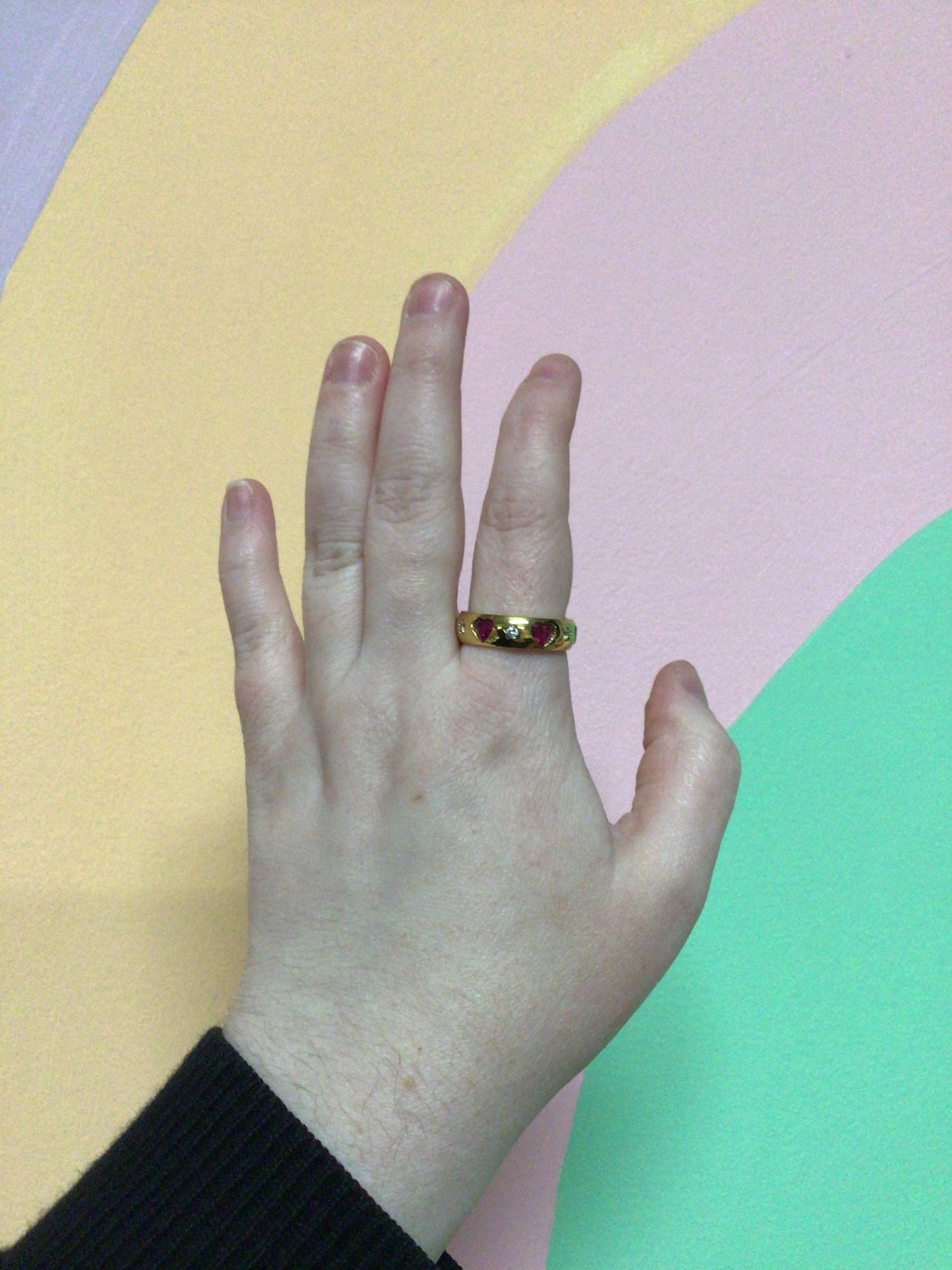 Rosy Hearts Titanium Ring