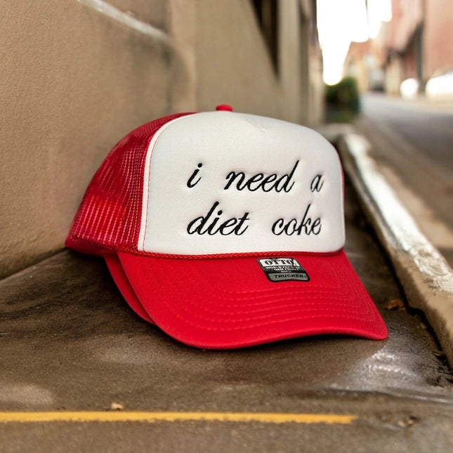 "I Need a Diet Coke" Embroidered Trucker Hat