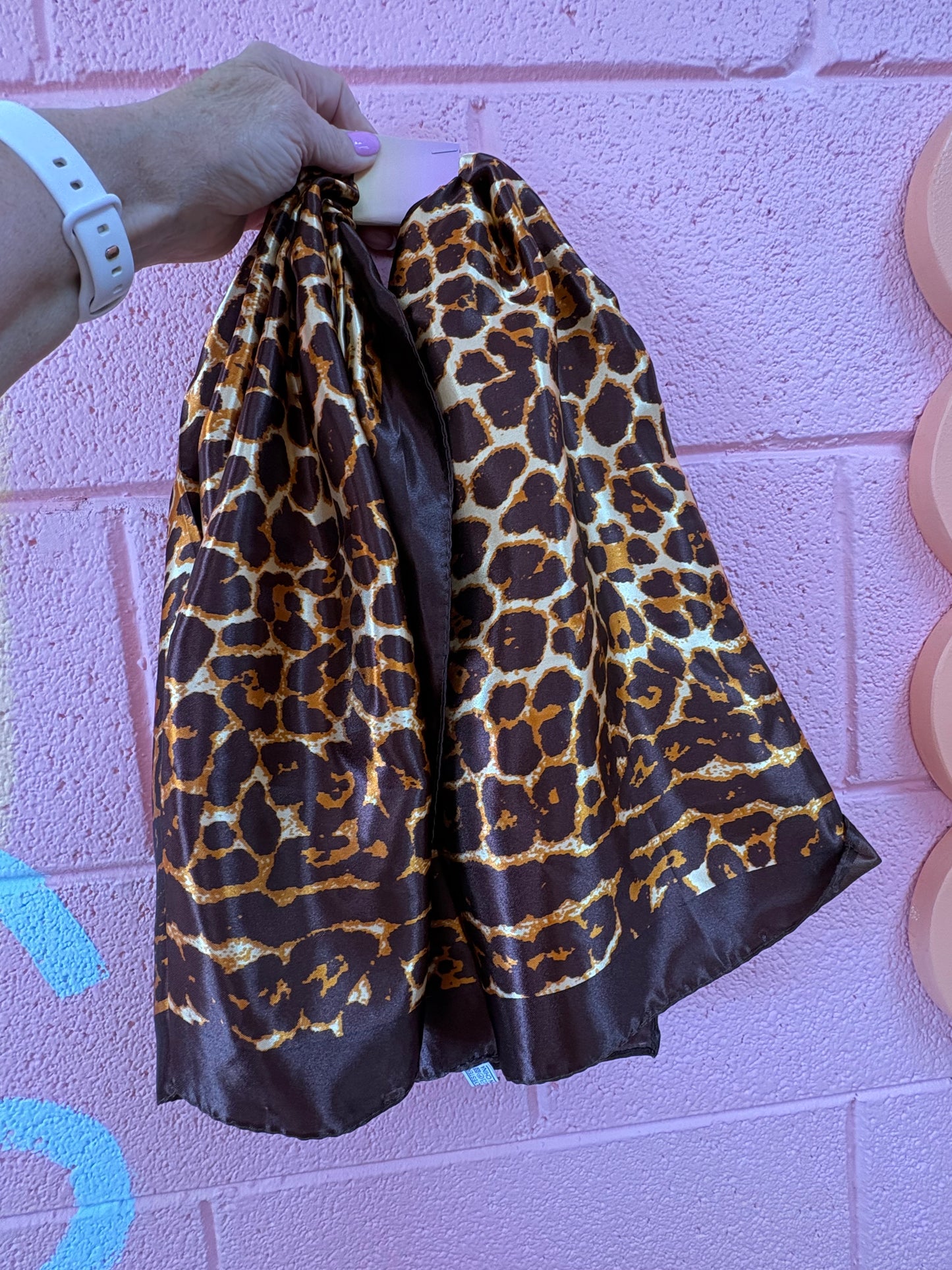 Leopard Print Silk Poly Blend Bandana