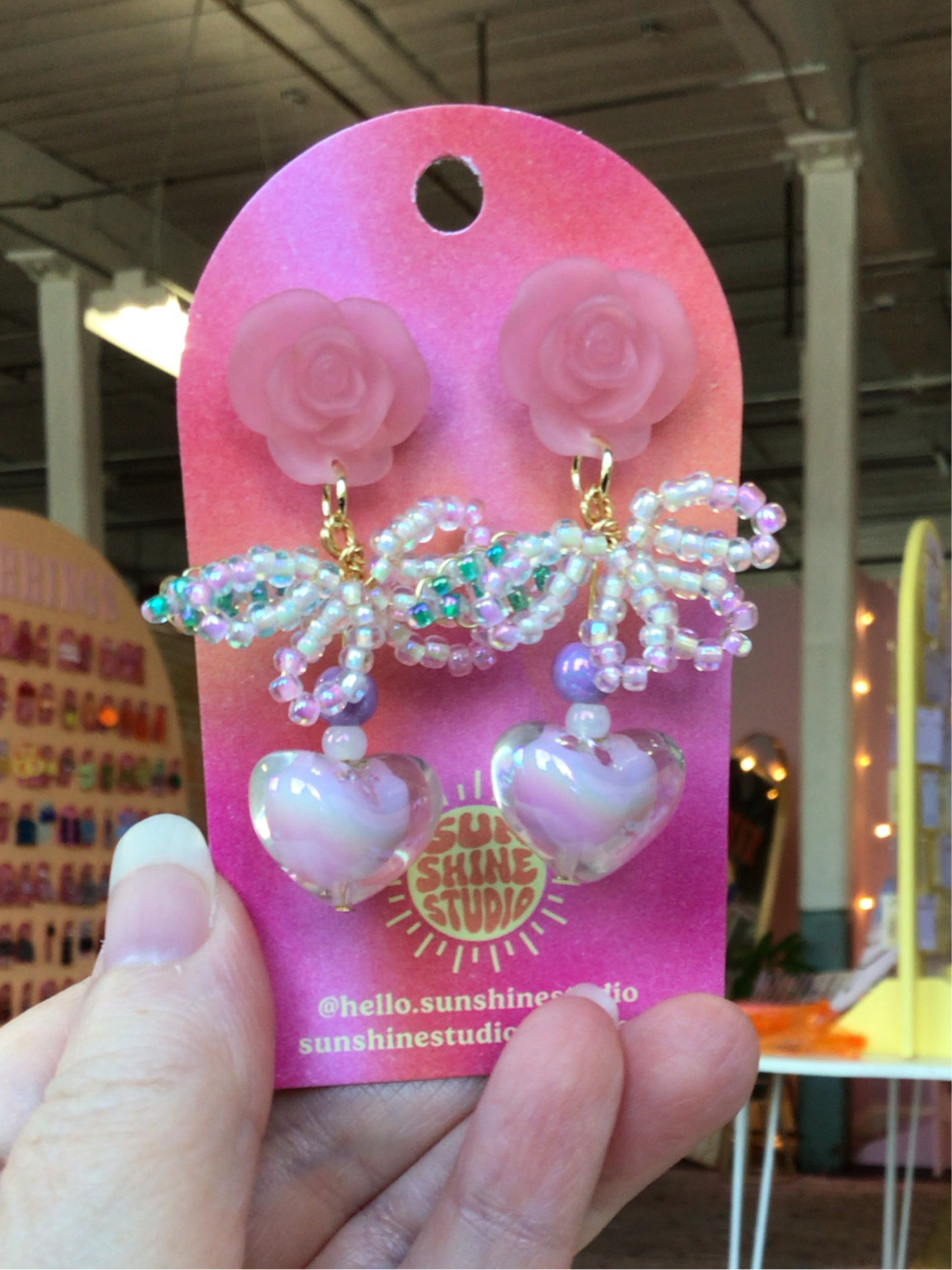 Beaded Rose Drop earrings