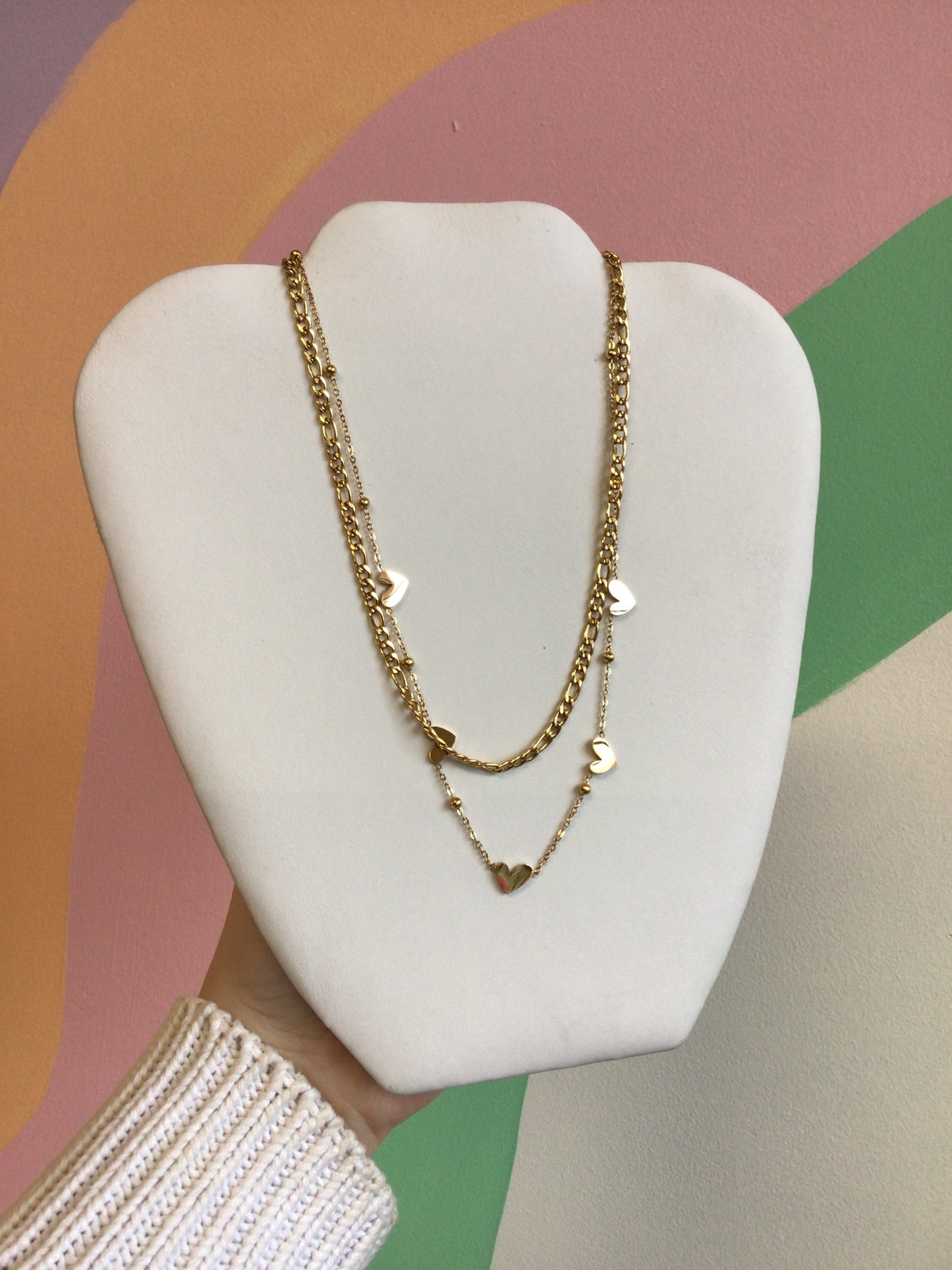 Layered Titanium Figaro Chain Necklaces