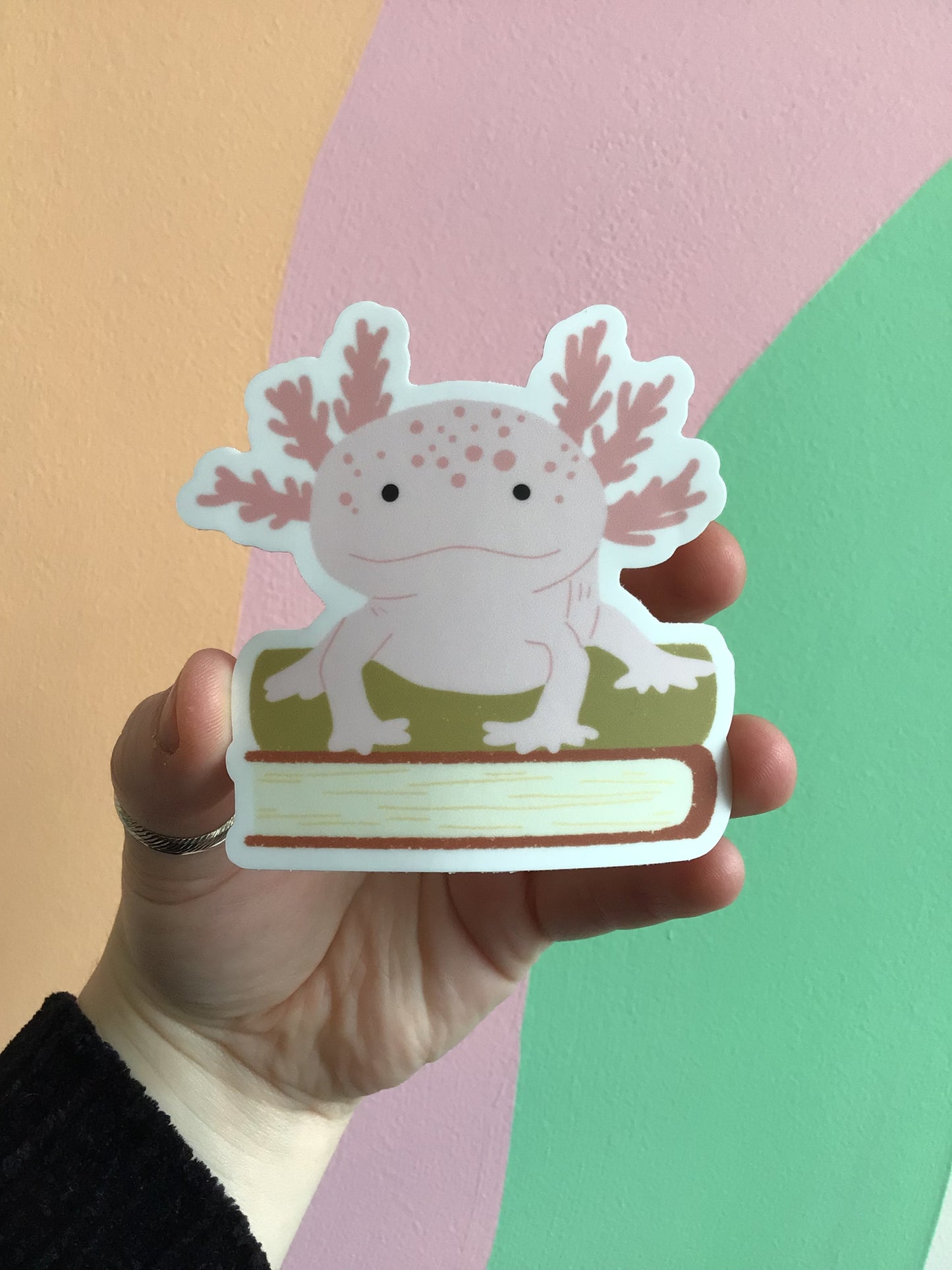 Axolotl on Books Sticker