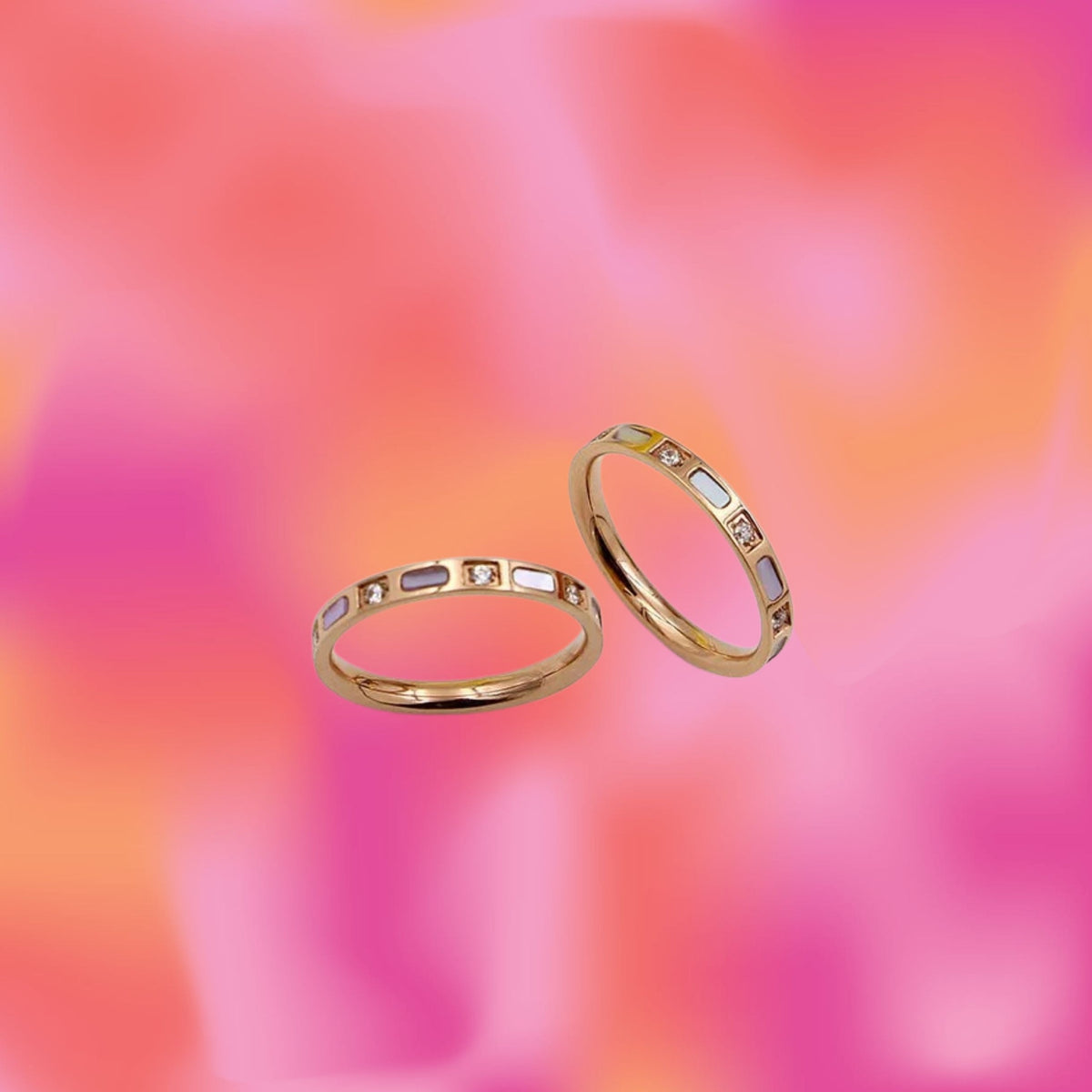 Slim Gem & Stone Titanium Ring