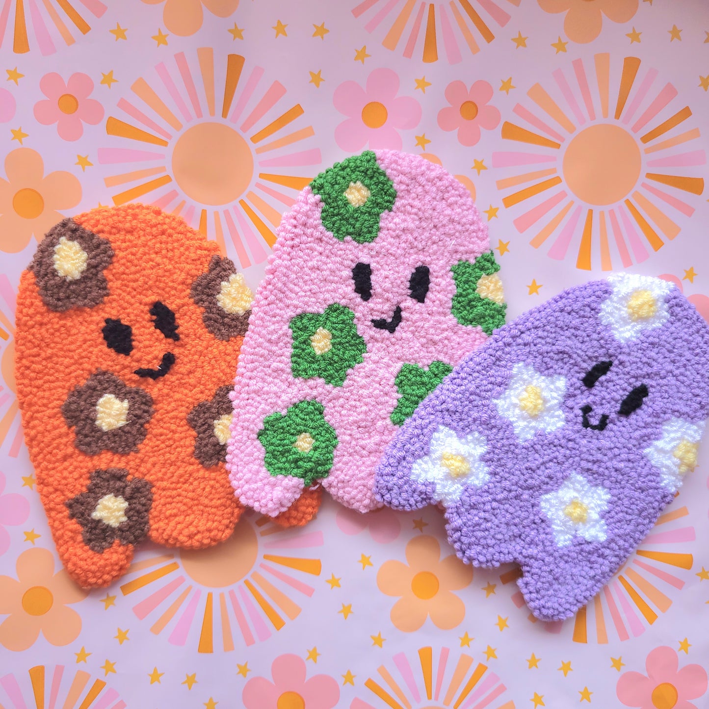 Ghostess Punch Needle Coasters