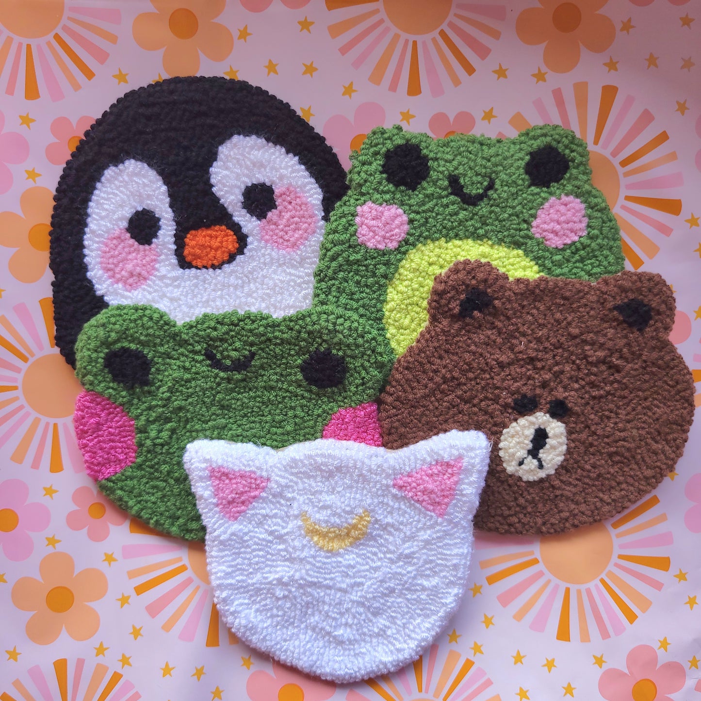 Critters Punch Needle Coasters