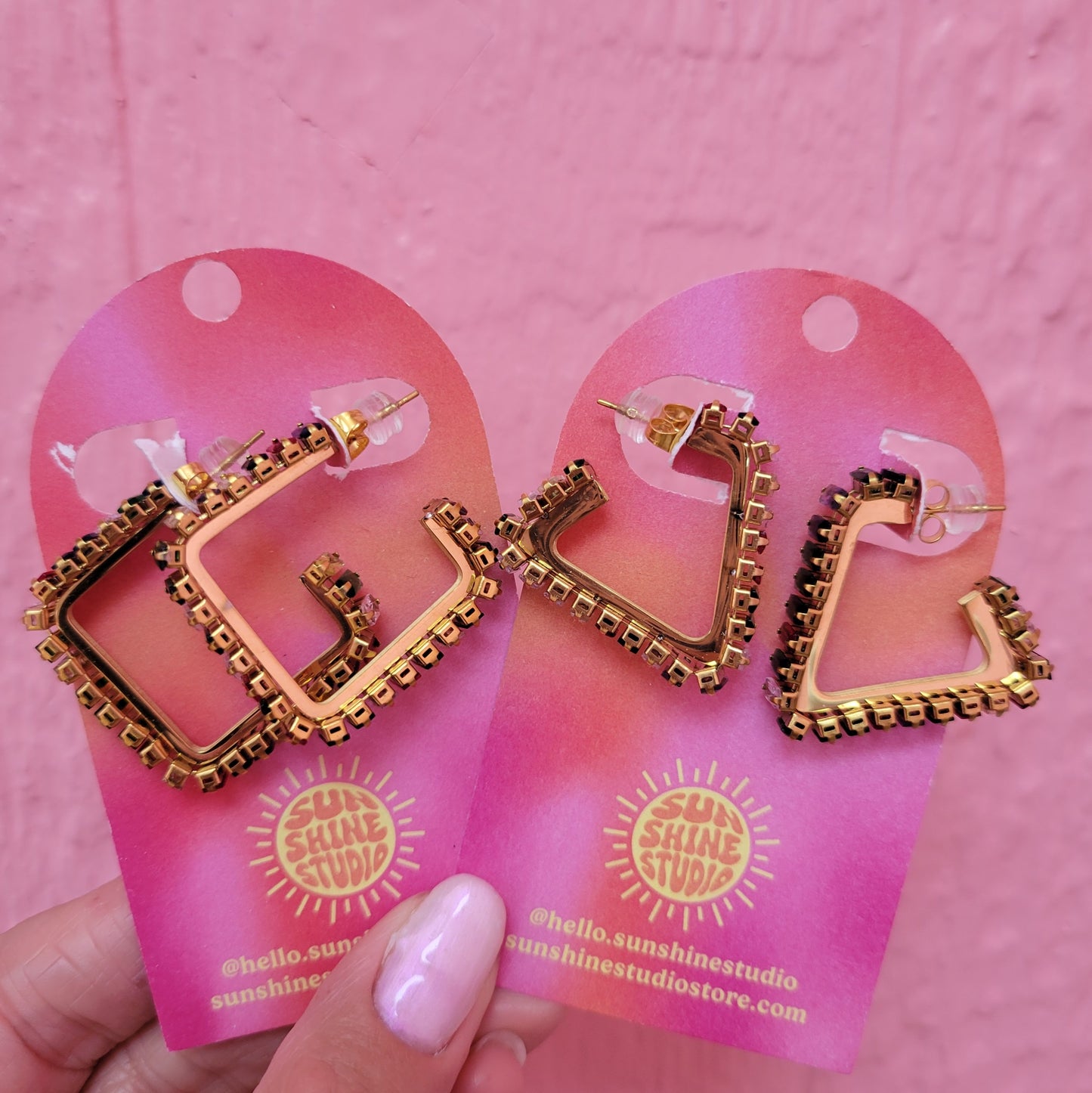 Geo-Gem Trail Hoop Earrings