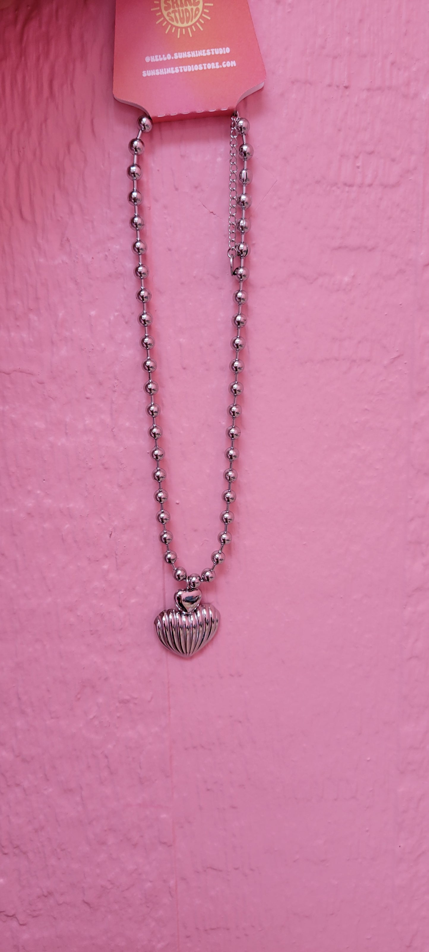 Bobble Heart Titanium Necklace