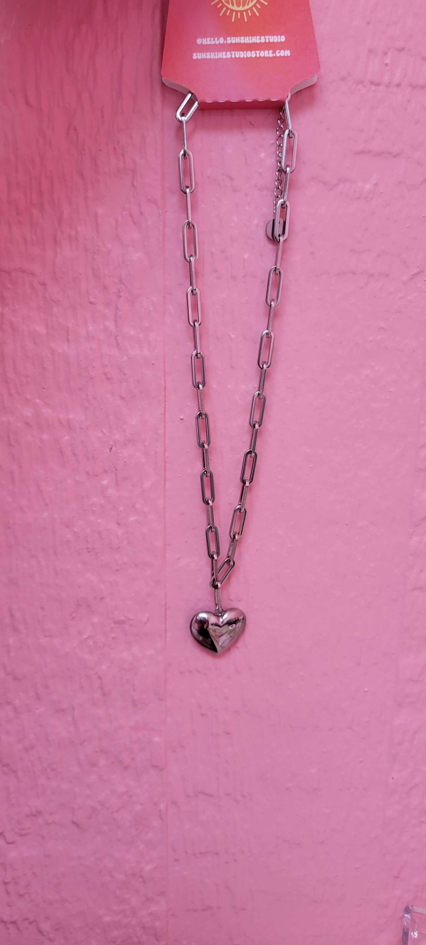 Titanium Simple Heart on Chain Necklace