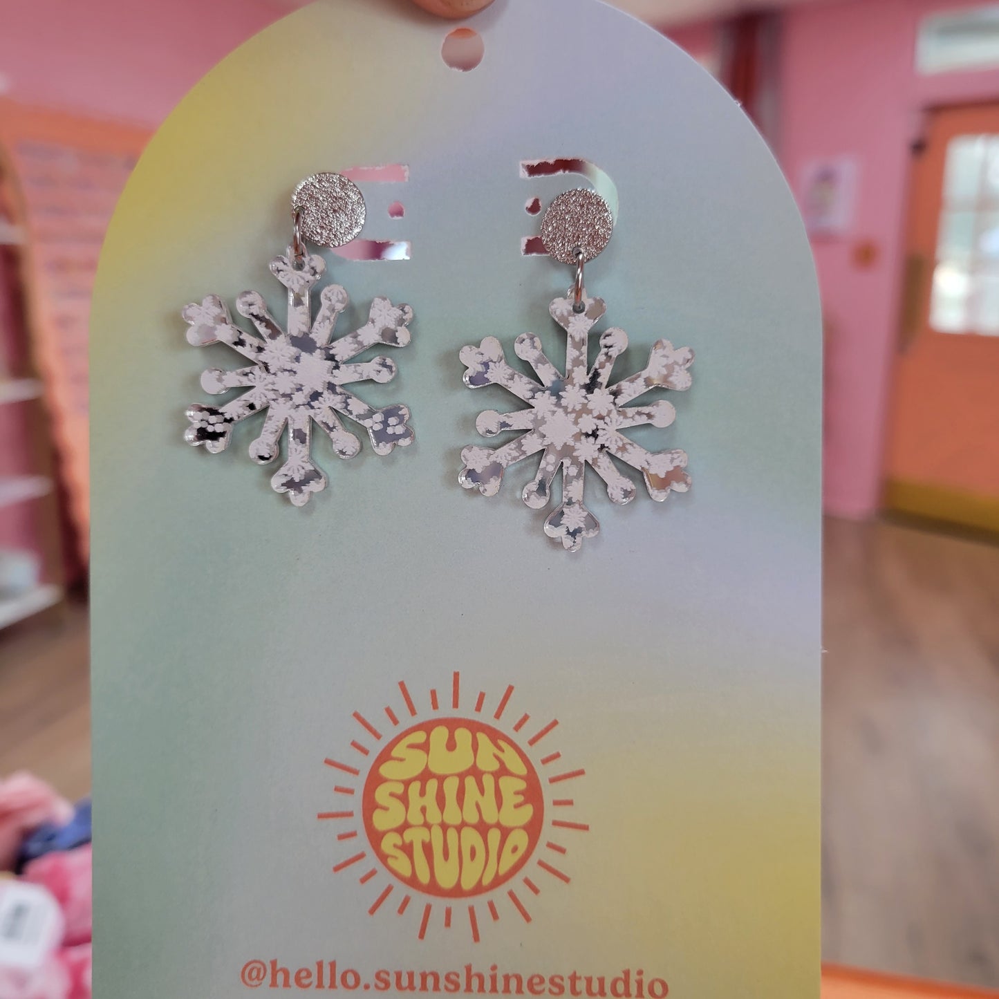 Mirrored Falling Snowflakes Earrings