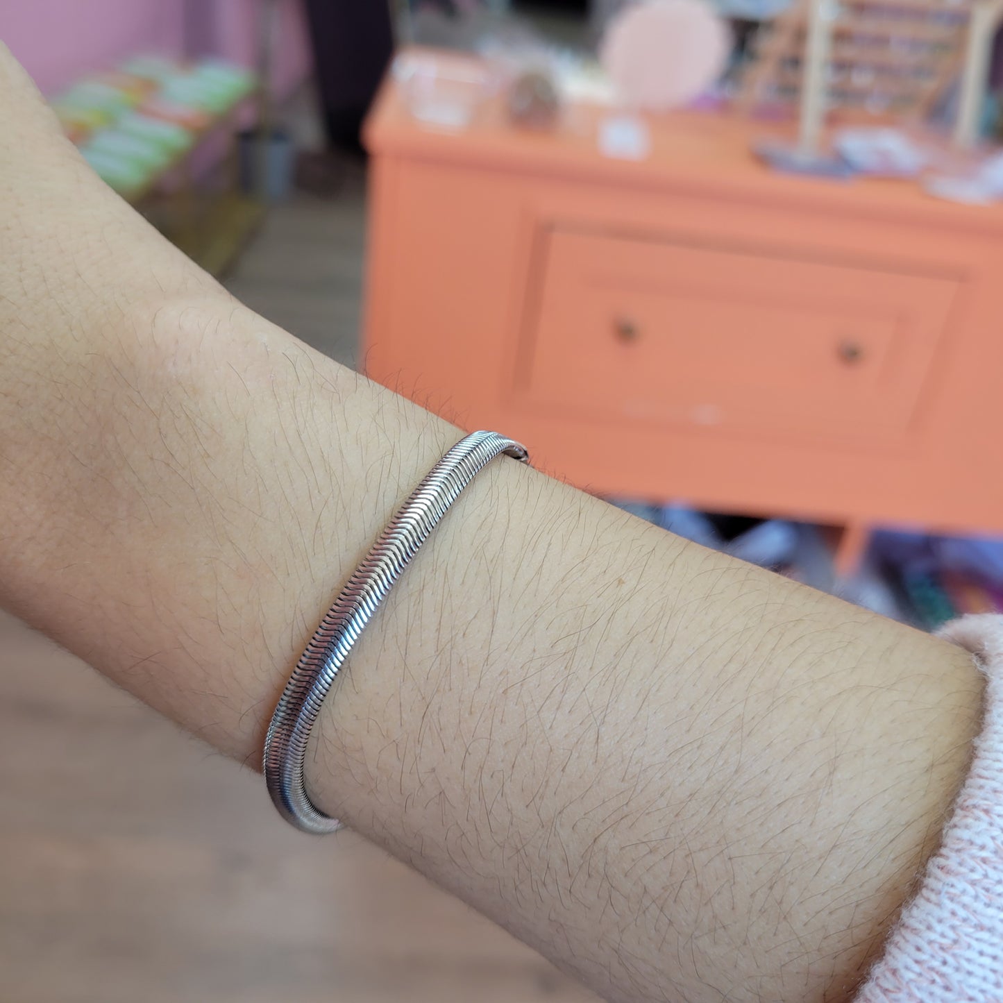 Titanium Flat Snake Chain Bracelet