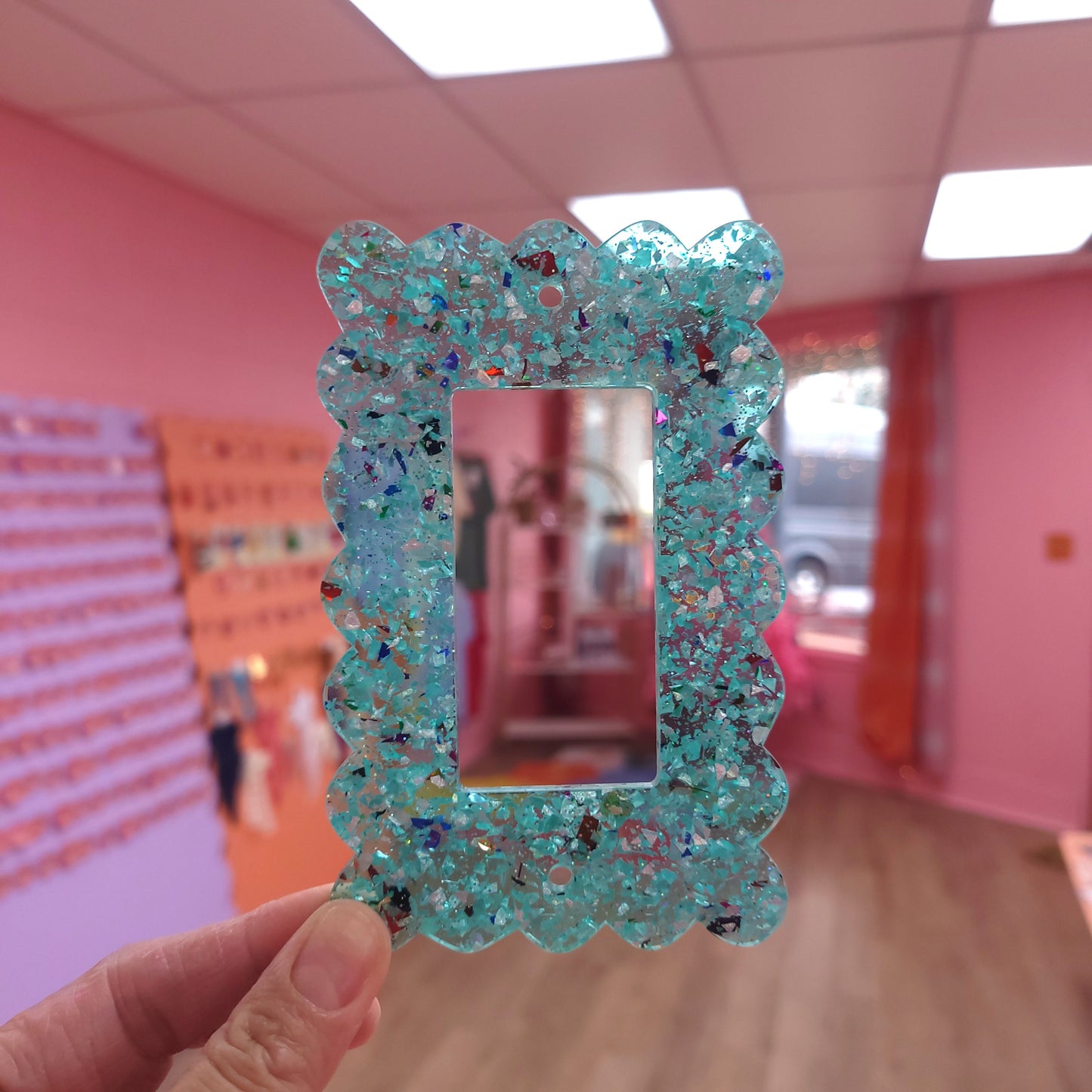 Teal Glitter Outlet Covers