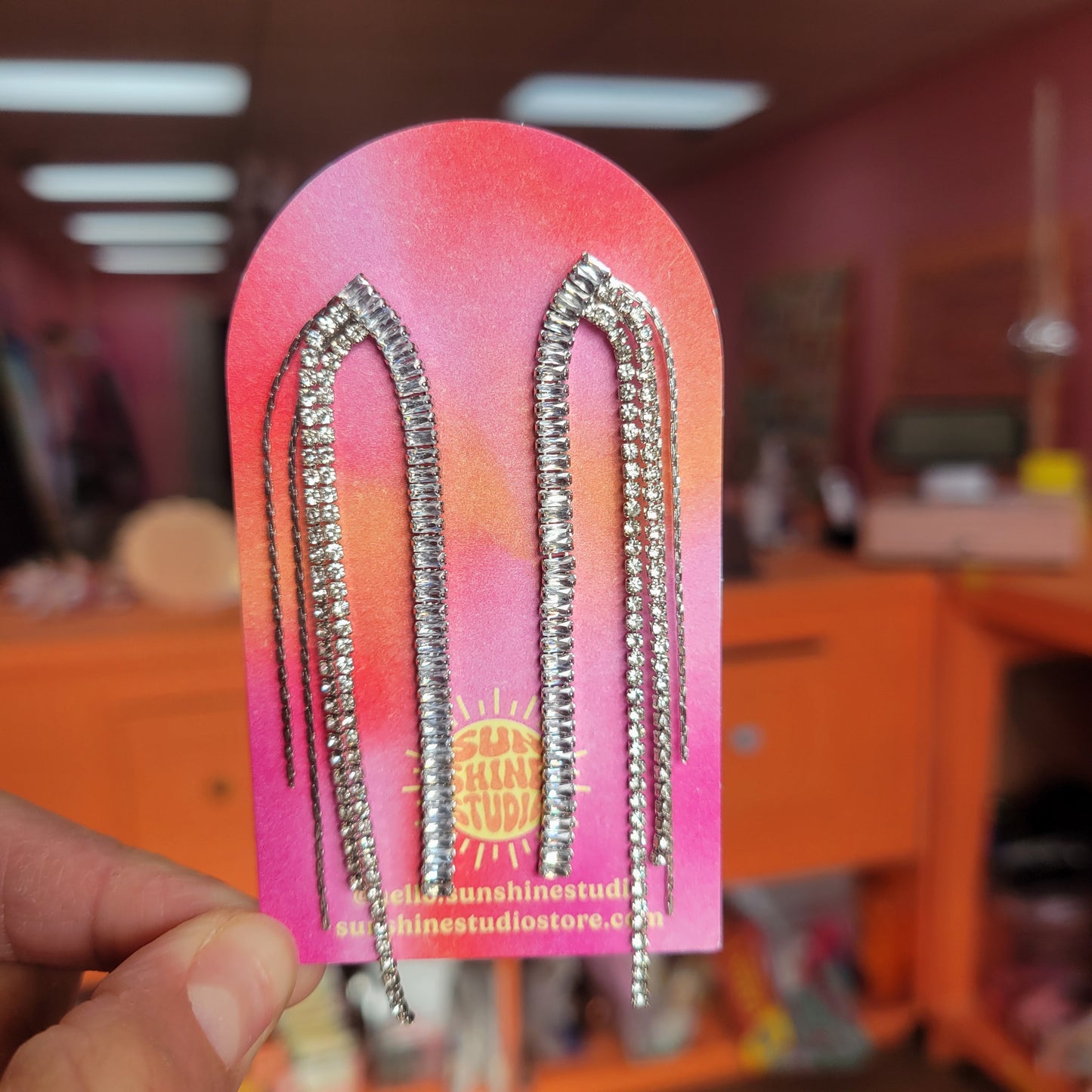 Copper Shiny Silver Strands Earrings