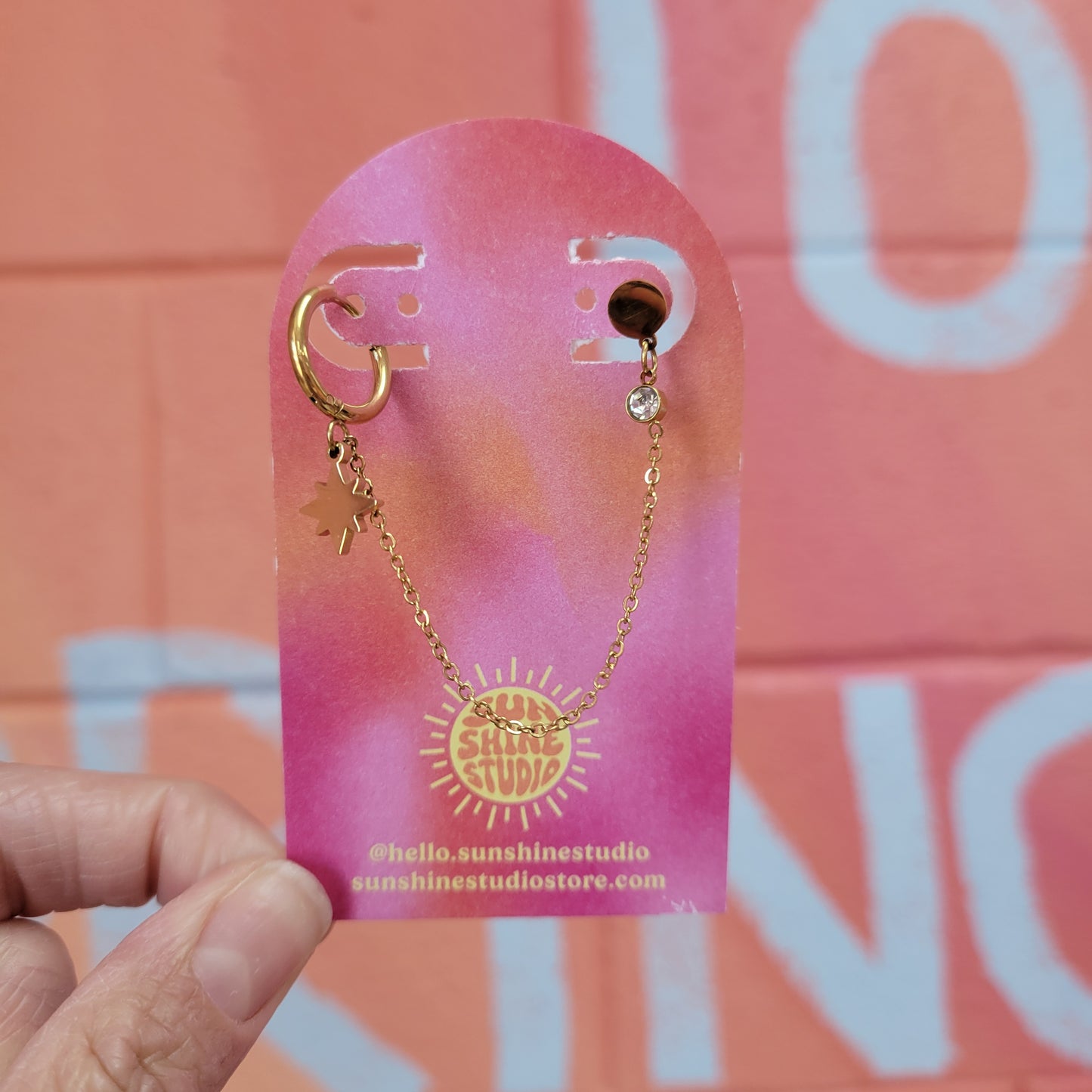 Double Pierced Starry Chain Earring