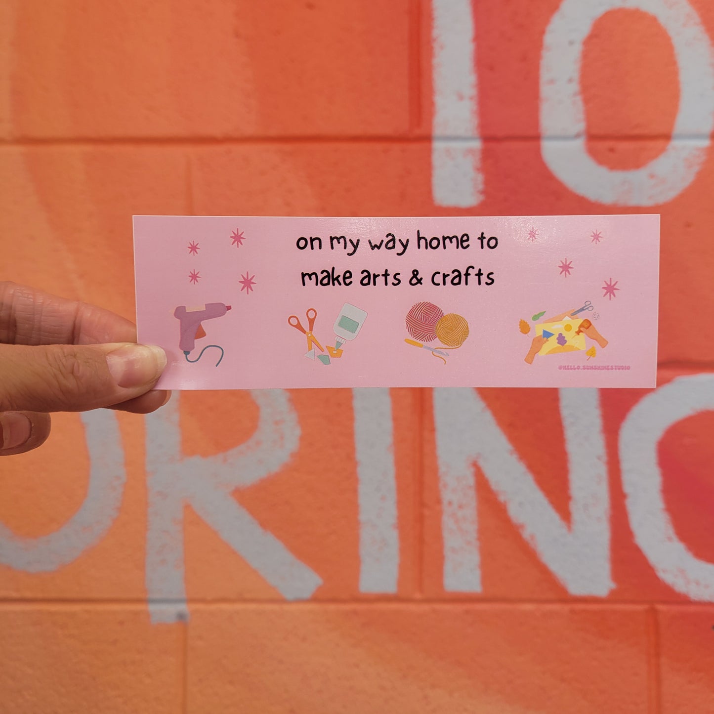 "On My Way Home to Make Arts & Crafts" Mini Bumper Sticker