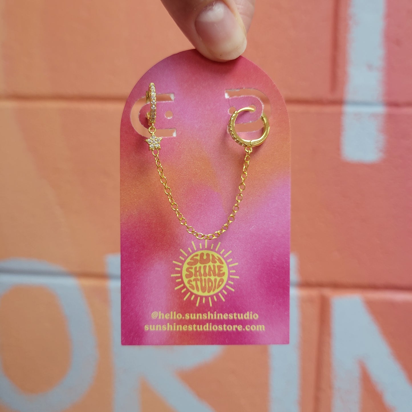 Double Pierced Chain Hoop Earring