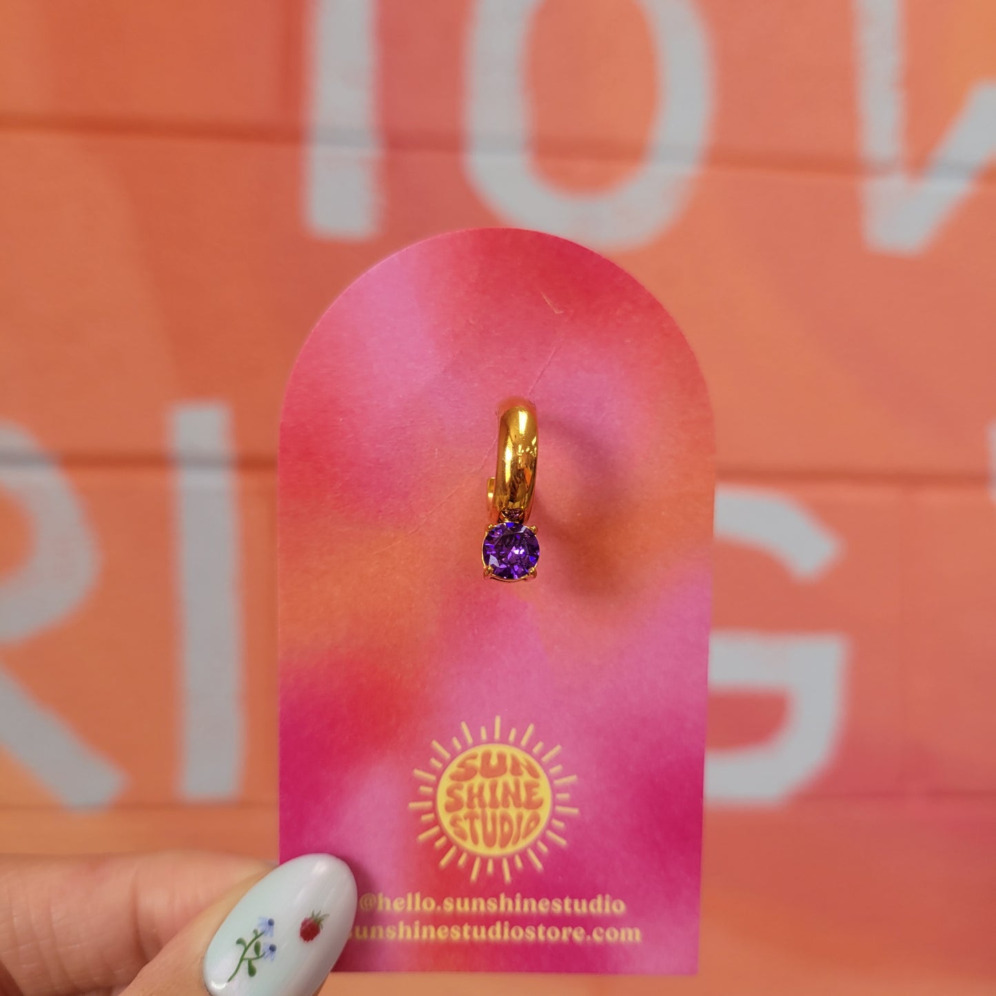 Bold Purple Gem - Mix and Match Titanium Hoop