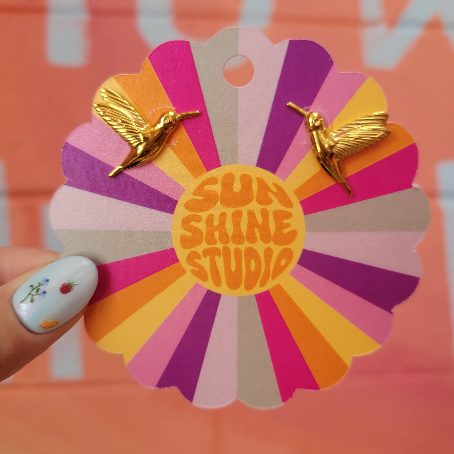 Titanium Hummingbird Stud Earrings