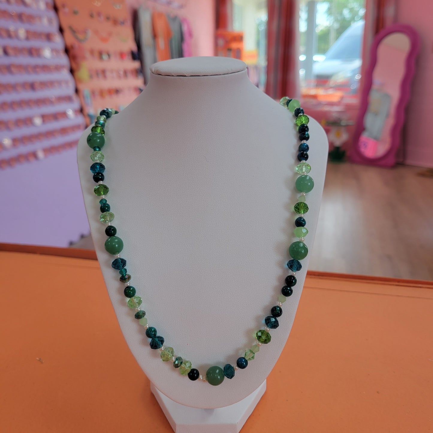 Forest Mist - Beaded Pearl Necklace
