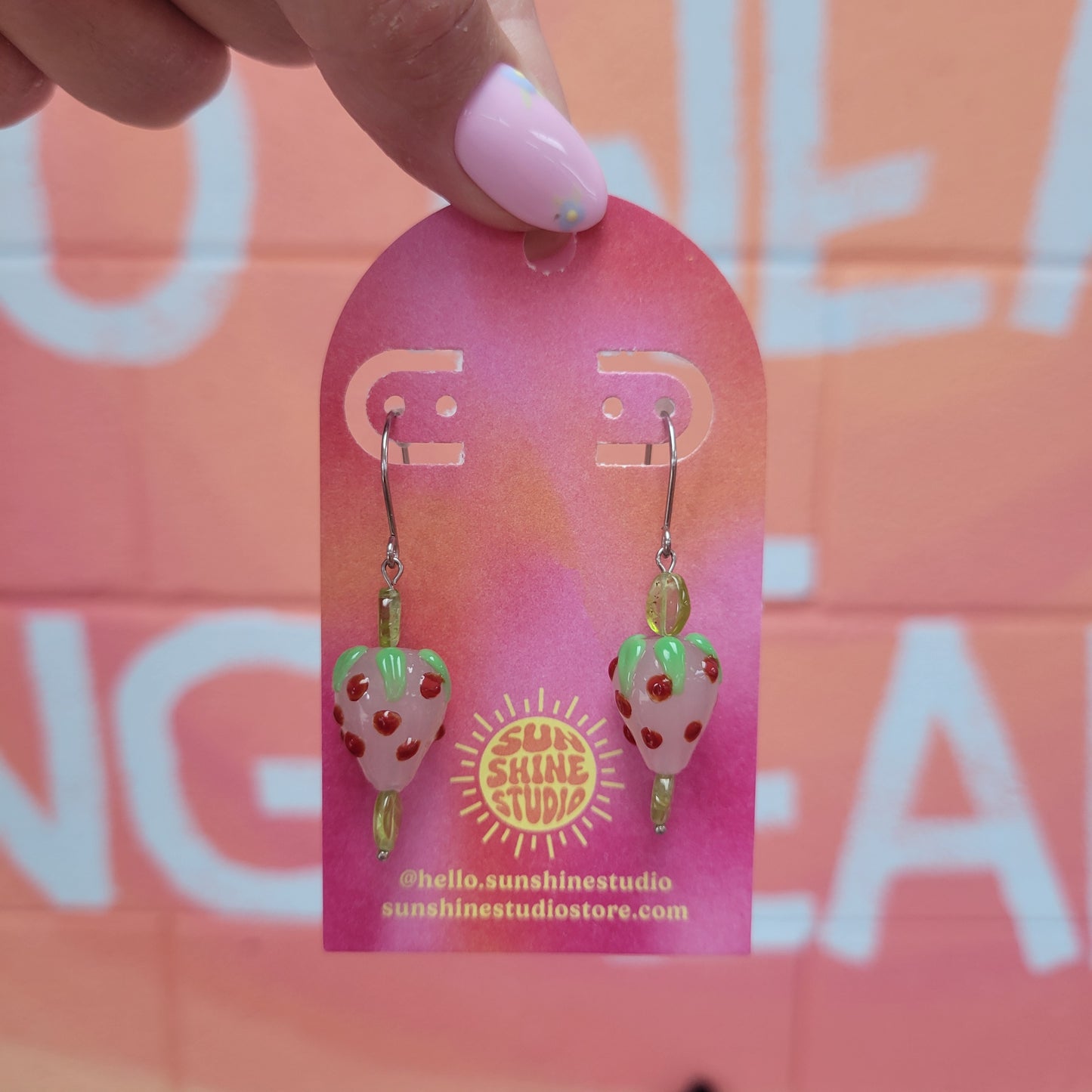 Snow Strawberry Charm Earrings