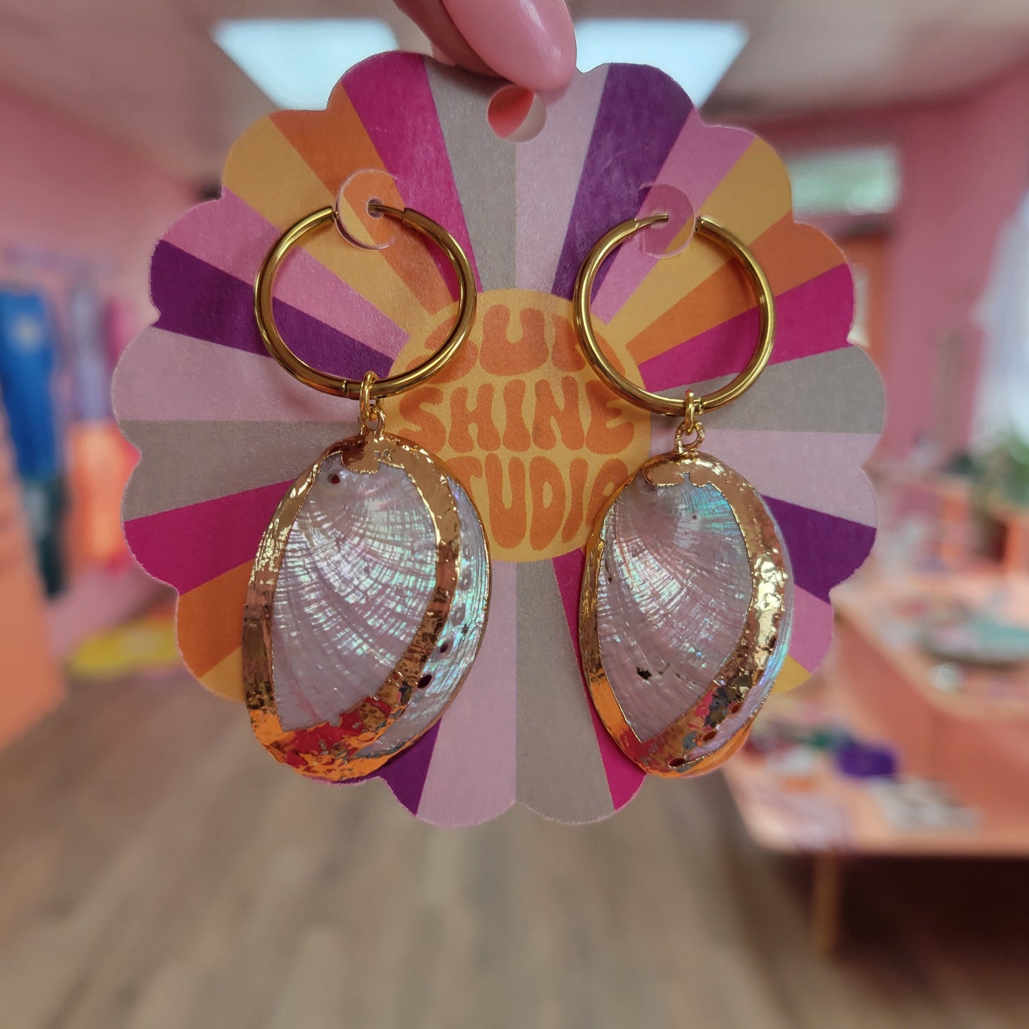 Titanium Statement Shell Earrings