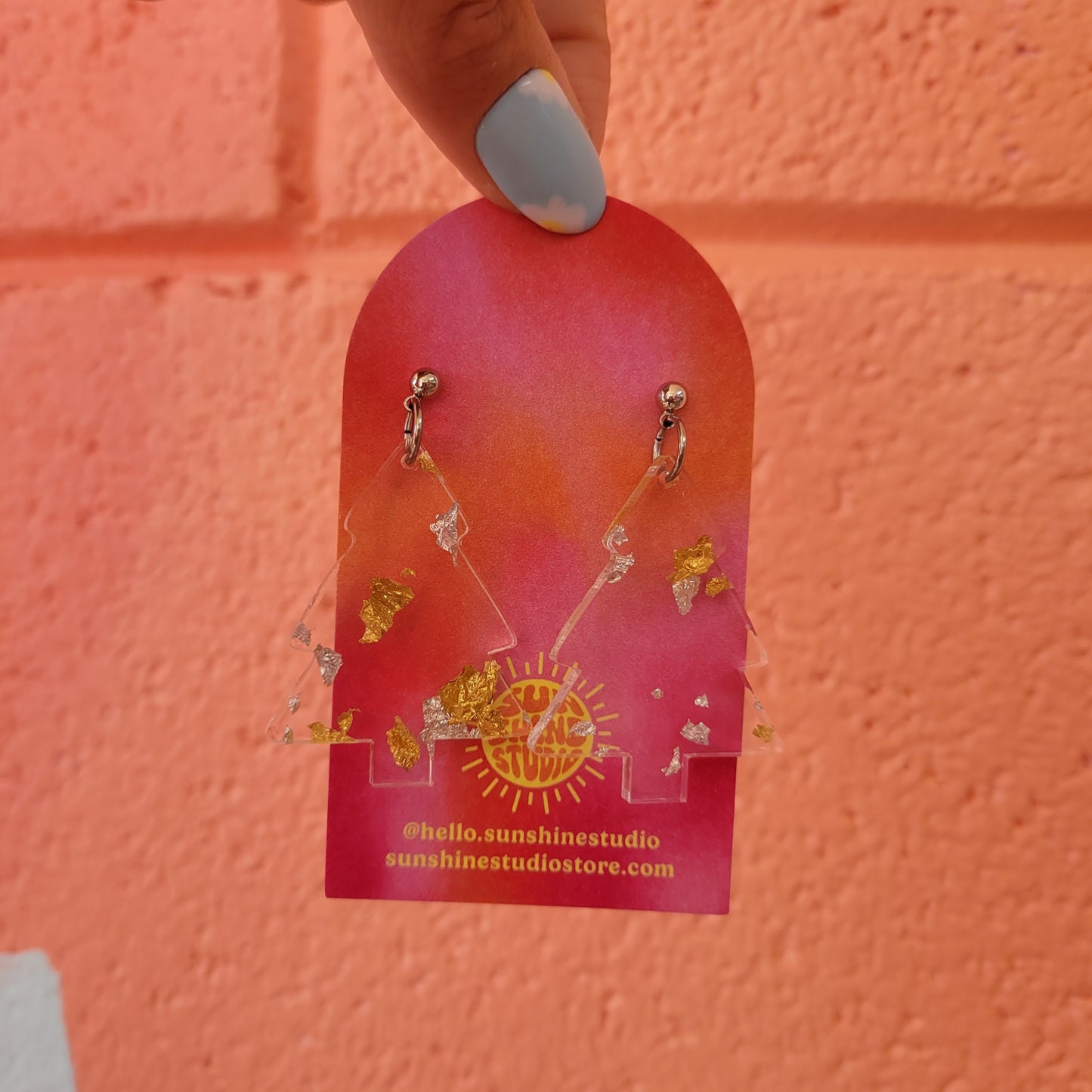 Silver and Gold Christmas Tree Earrings