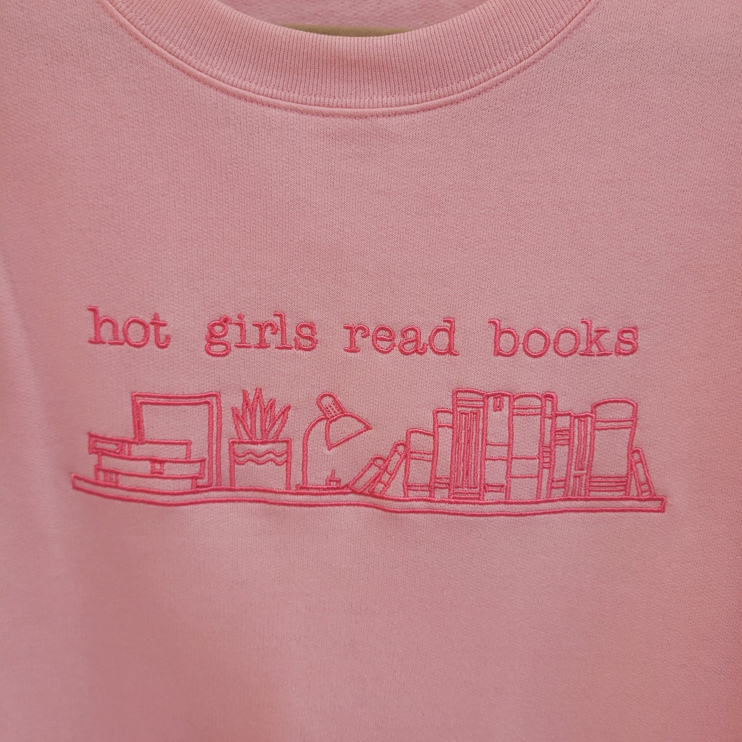 "Hot Girls Read Books" - Bookish Embroidered Crewneck and Shirts