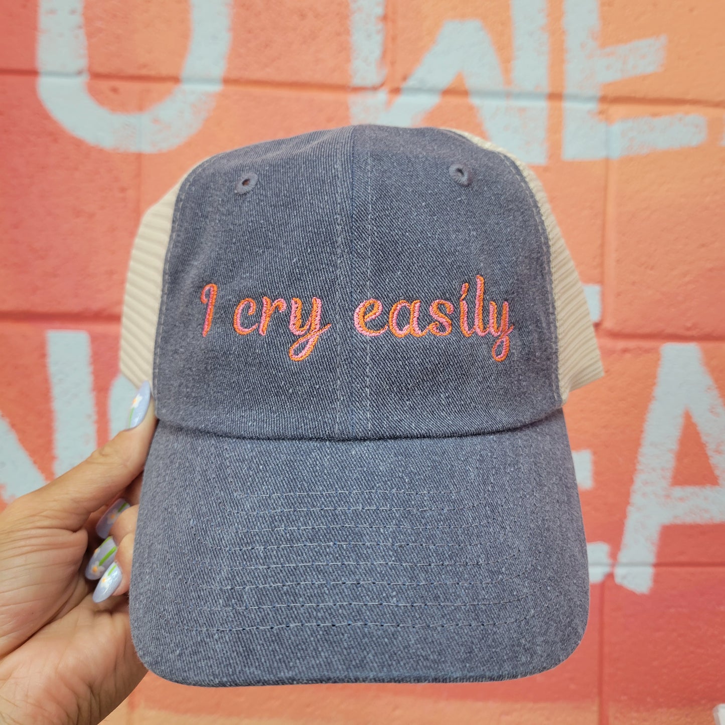 "I cry easily" Embroidered Hat