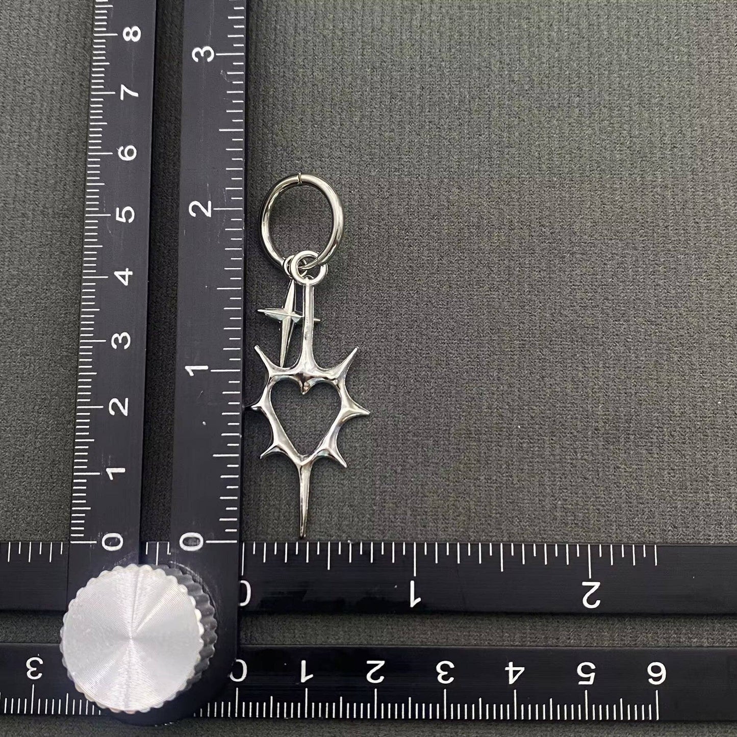 Gothic Silver Tone Thorns Hollow Heart Huggie Earrings - GT