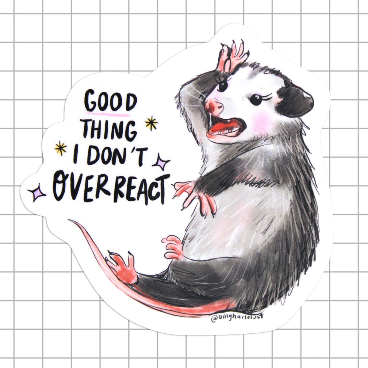 Overeaction Possum Vinyl Sticker