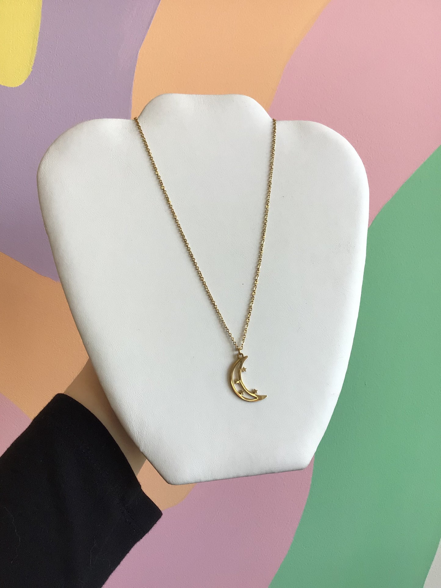 Moon and Stars Stainless Steel Necklace