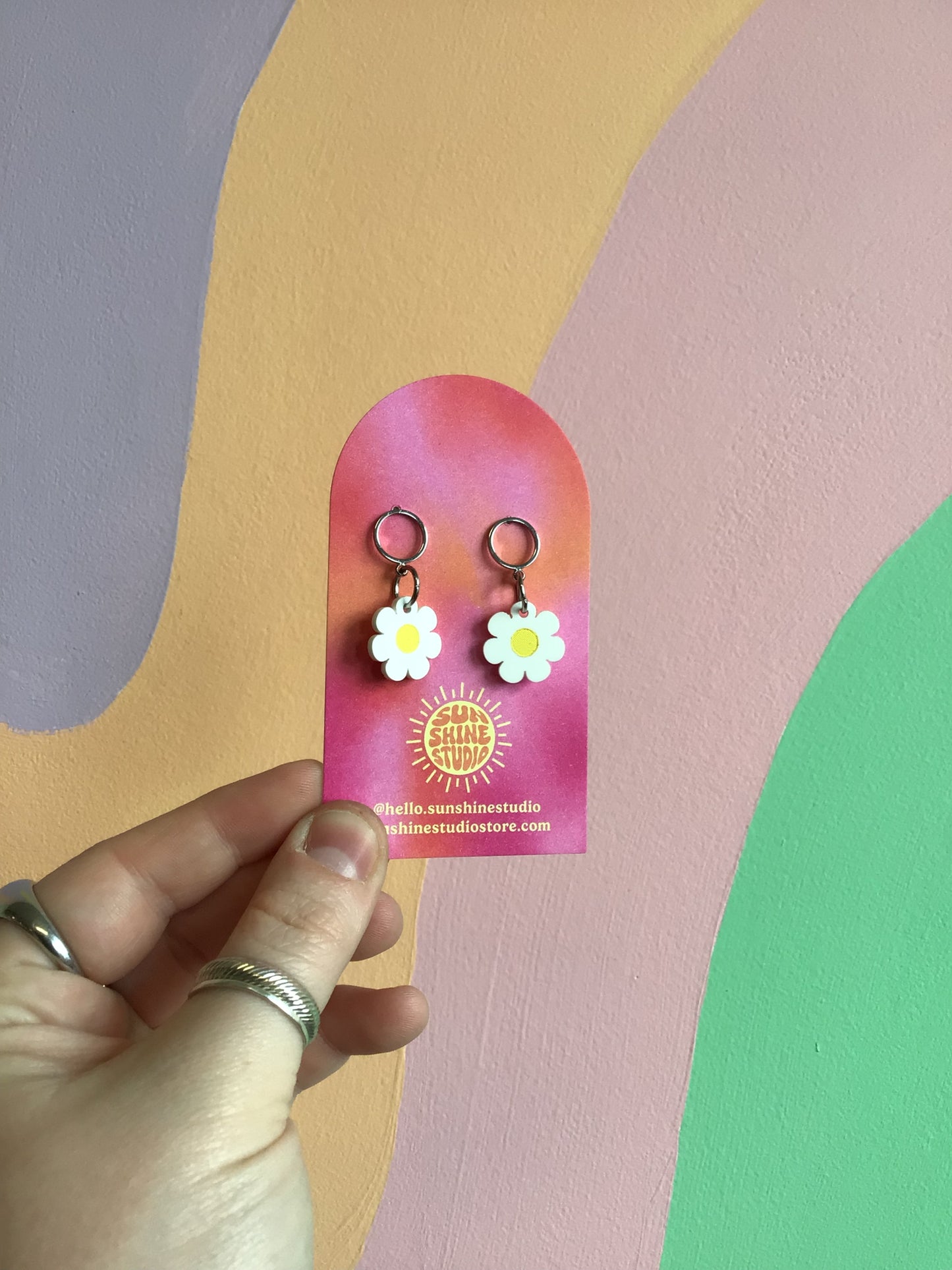 Painted Daisy Earrings