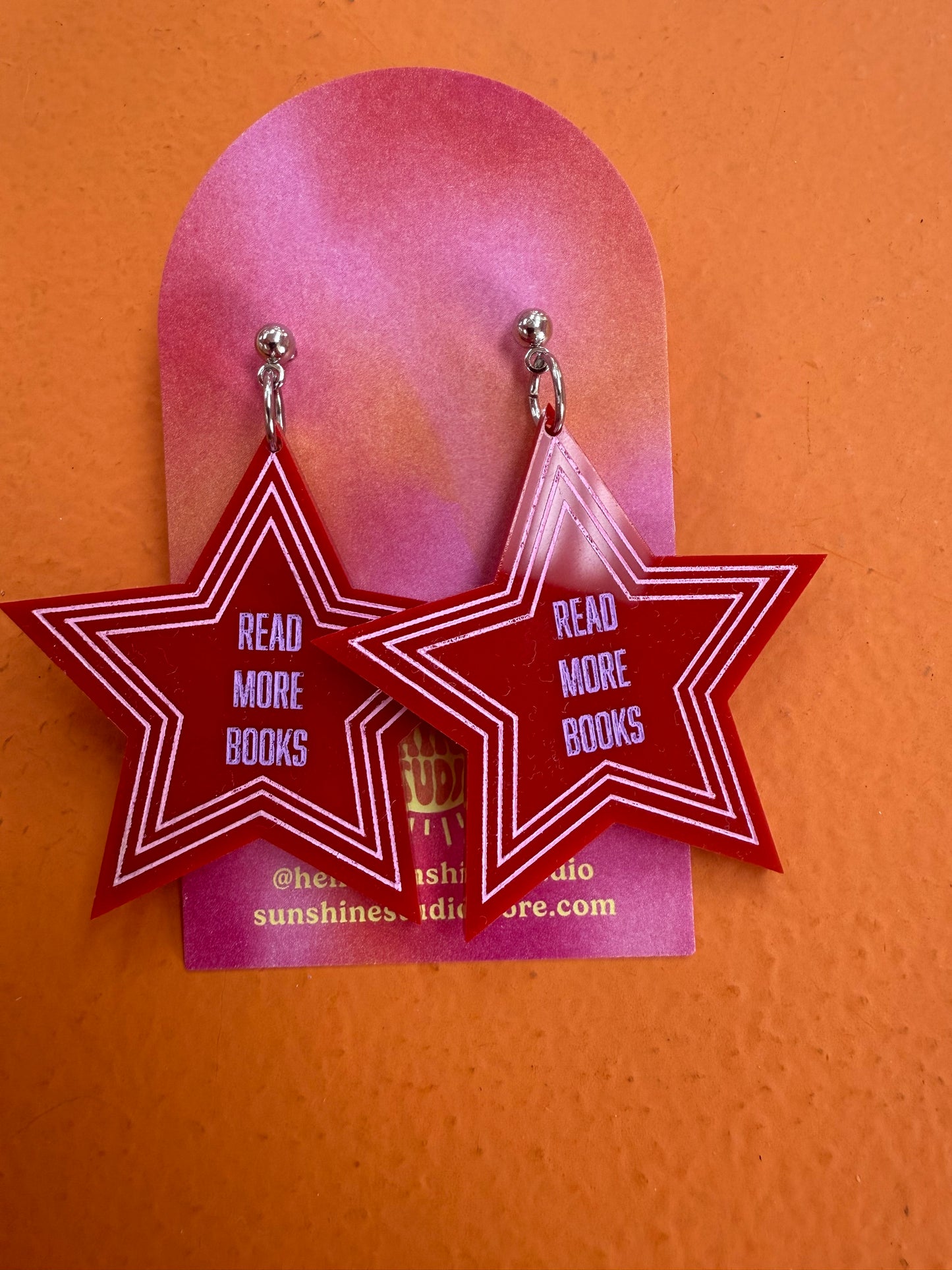 "Read More Books" Star Earrings