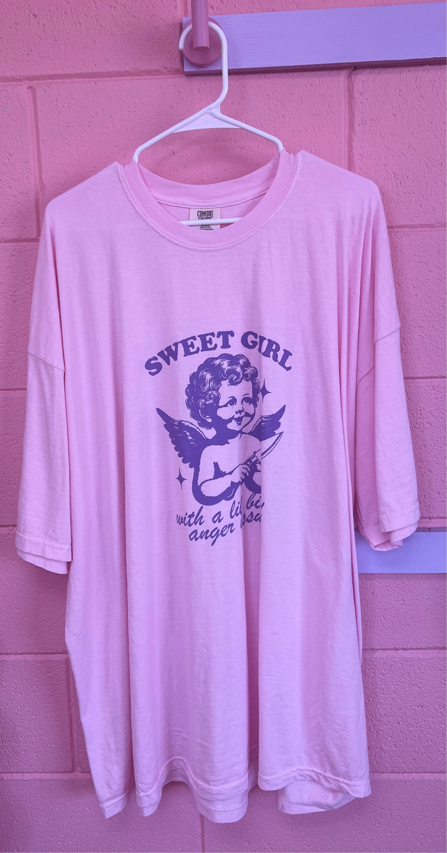 “Sweet Girl with a Little Bit of Anger Issues” Screen Printed Tees and Sweaters