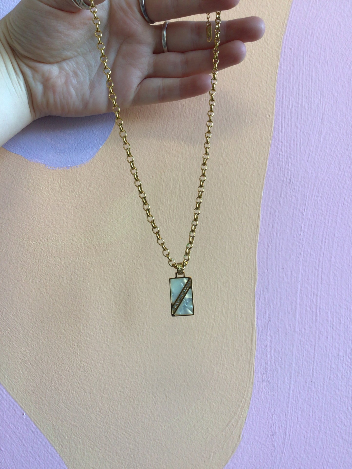 Titanium Mother of Pearl Charm Necklaces