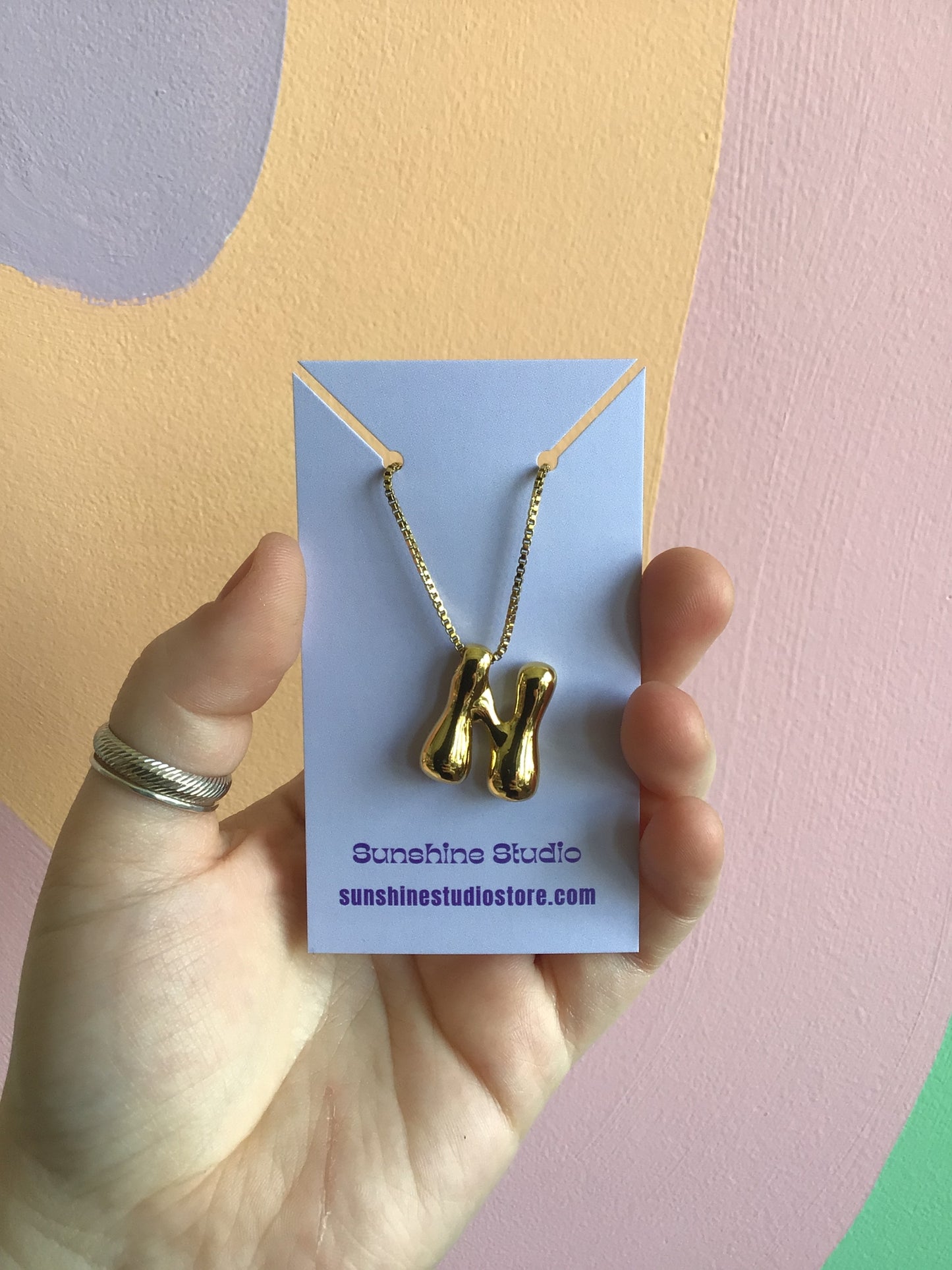 Bubble Letter Initial Necklace