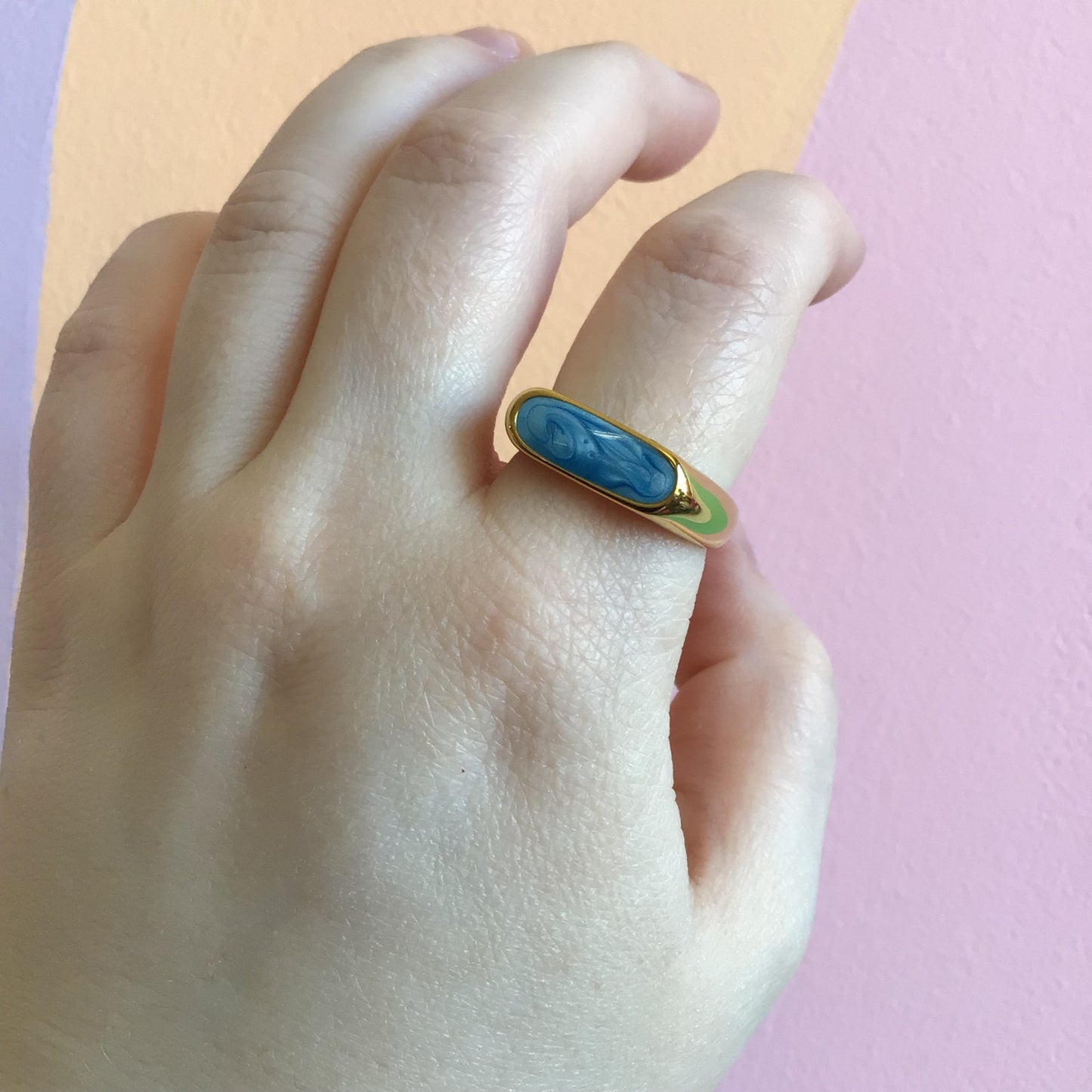 Swirled Enamel Titanium Ring