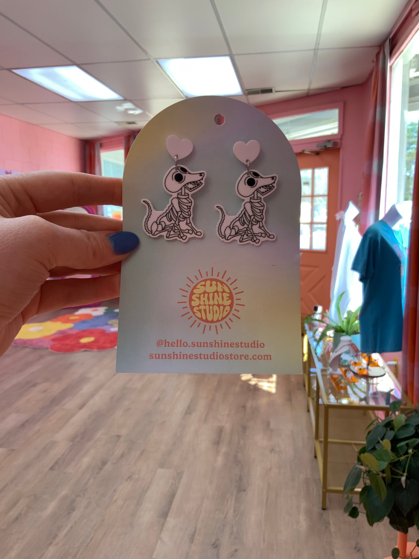 Scraps Skeleton Dog Earrings