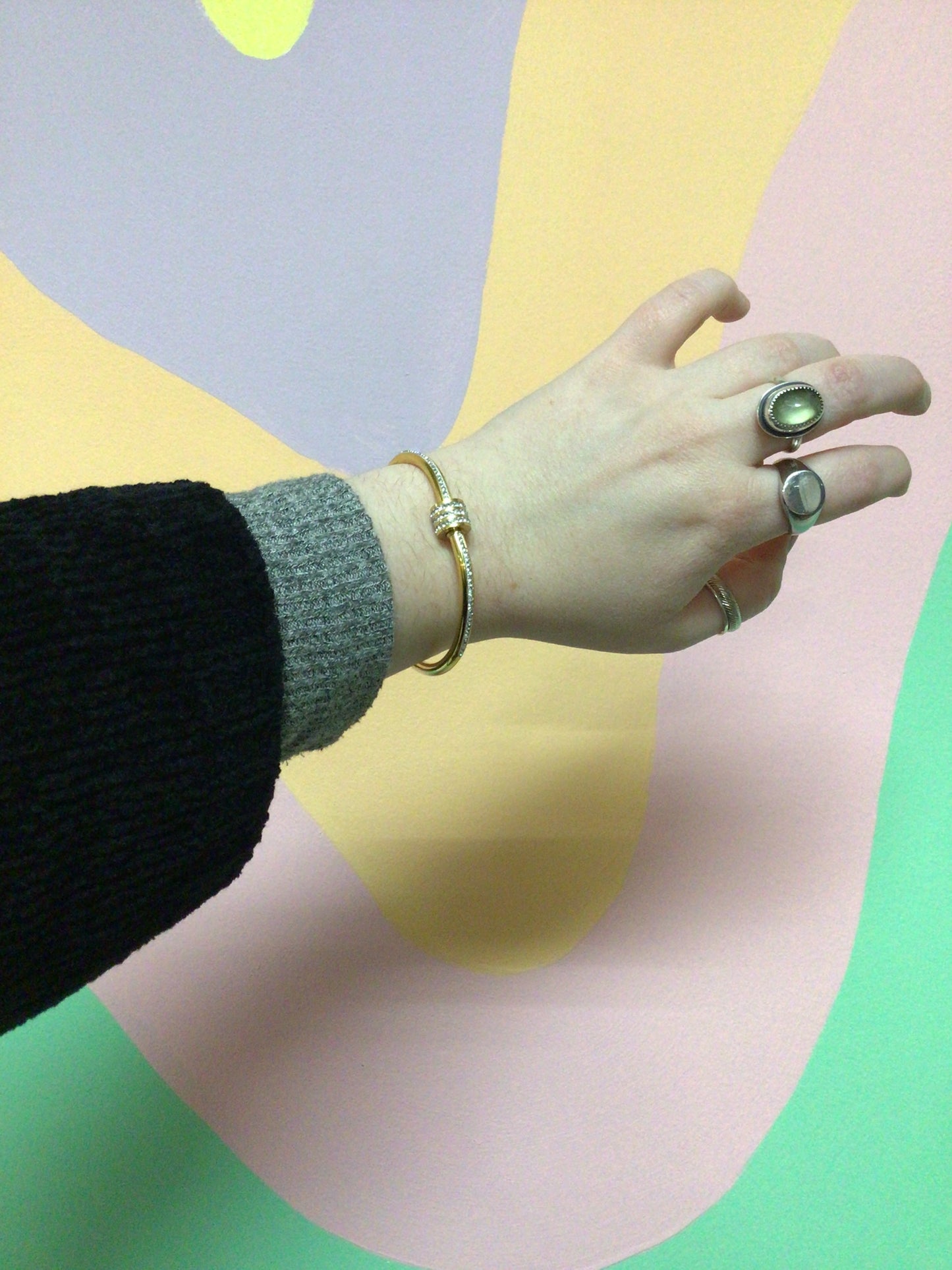 Sparkling Screw Clasp Titanium Bangle