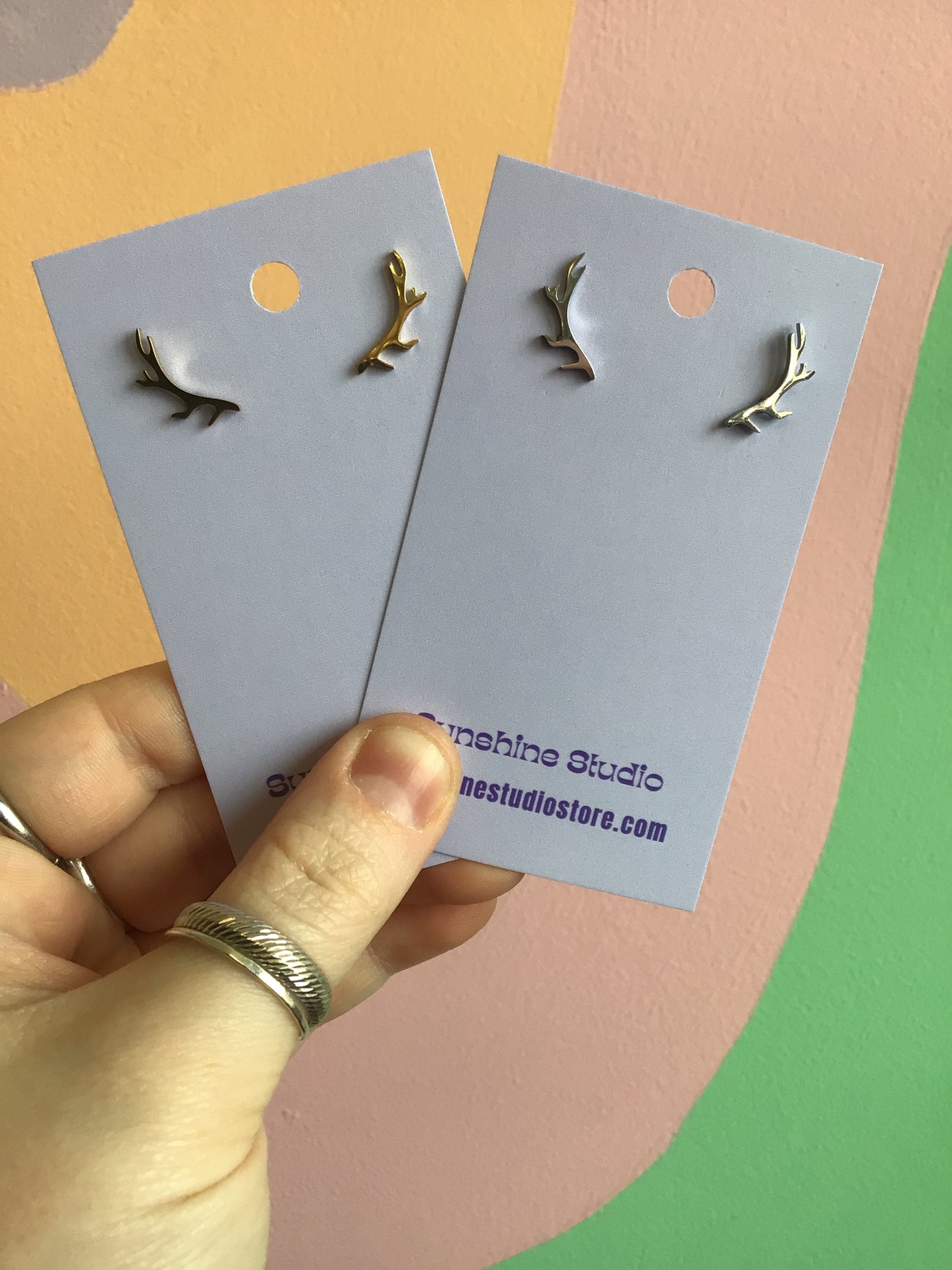 Tiny Antler Stainless Steel Studs