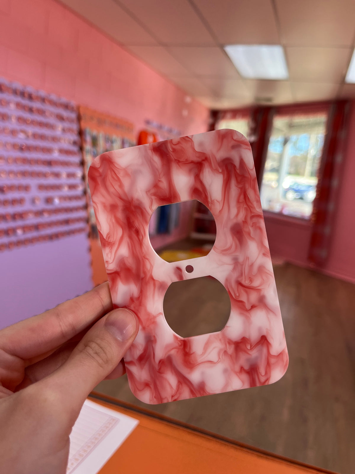 Red Marbled Outlet Cover