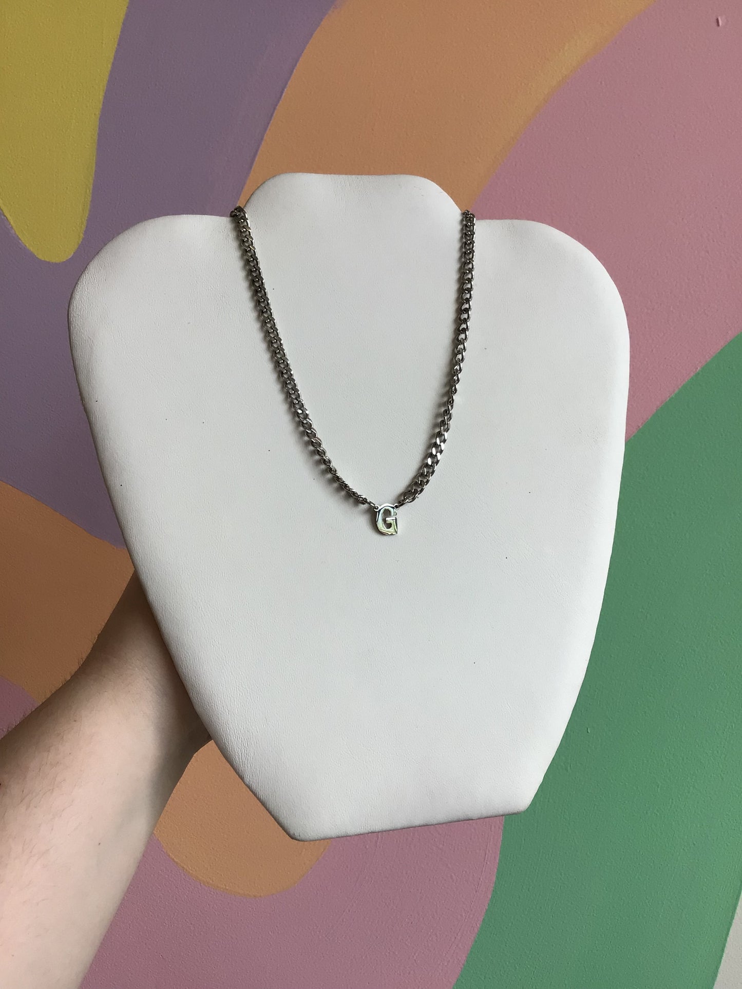 Silver Chain Titanium Initial Necklace
