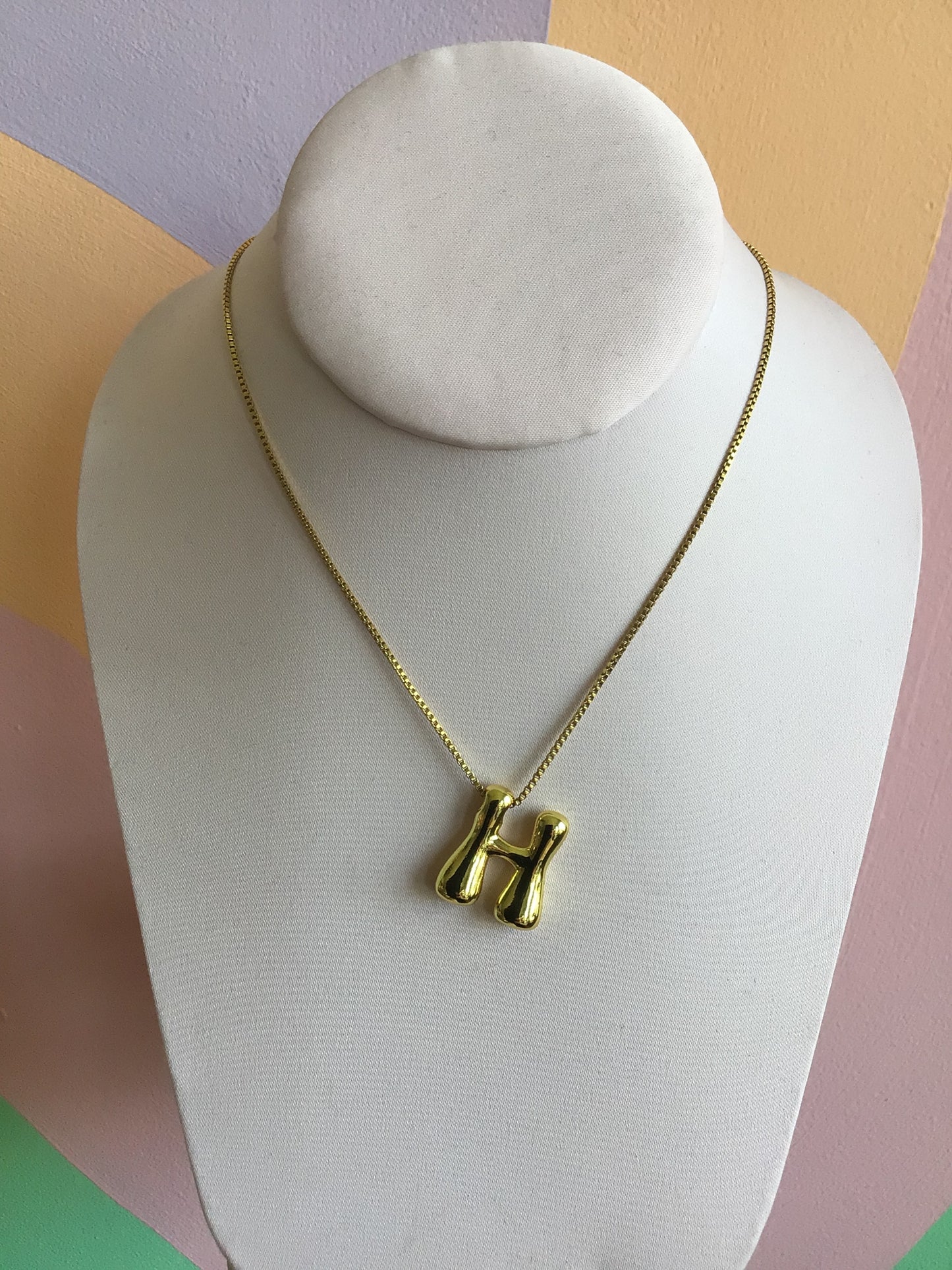 Bubble Letter Initial Necklace