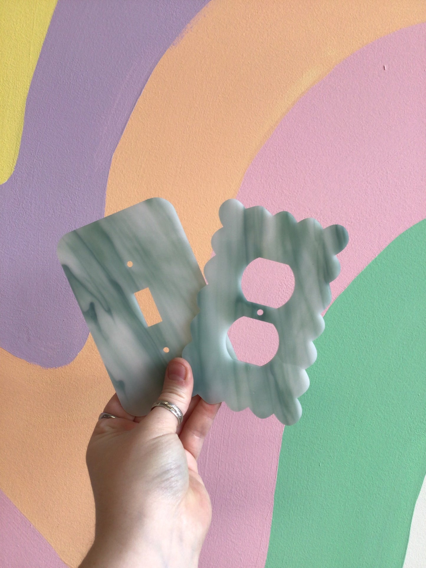 Seafoam Marble Outlet Covers