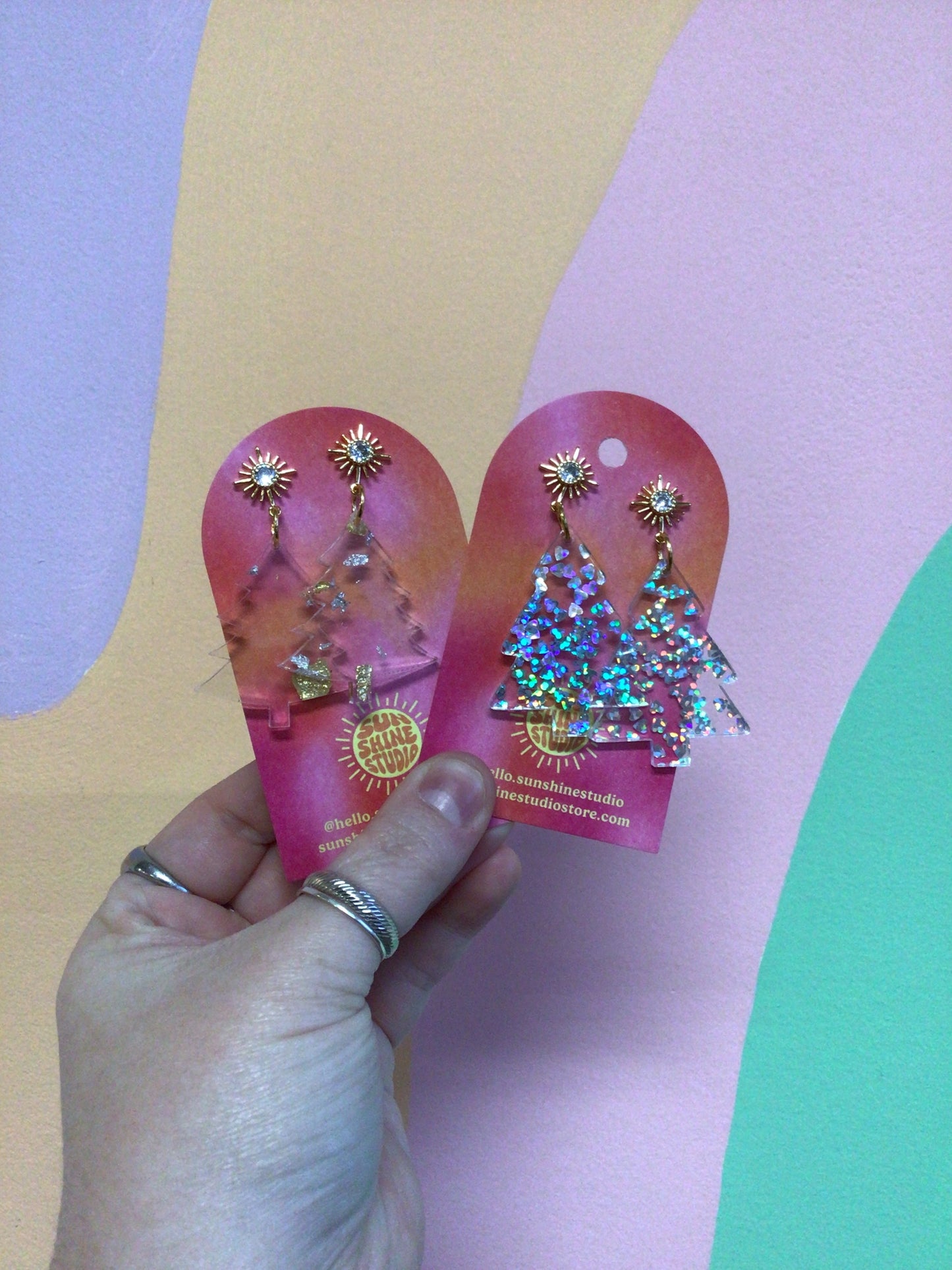 Clear Confetti Holiday Trees