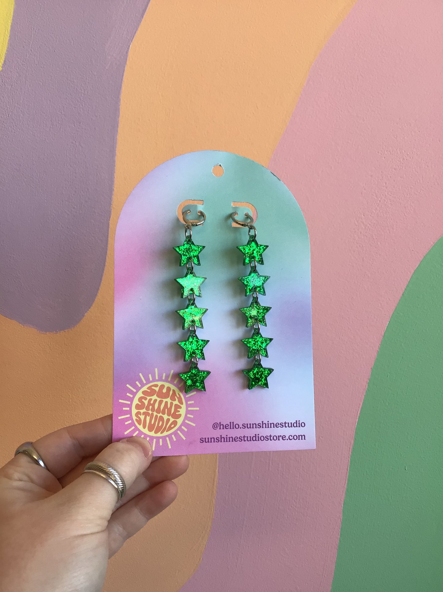 Glimmering Statement Star Earrings